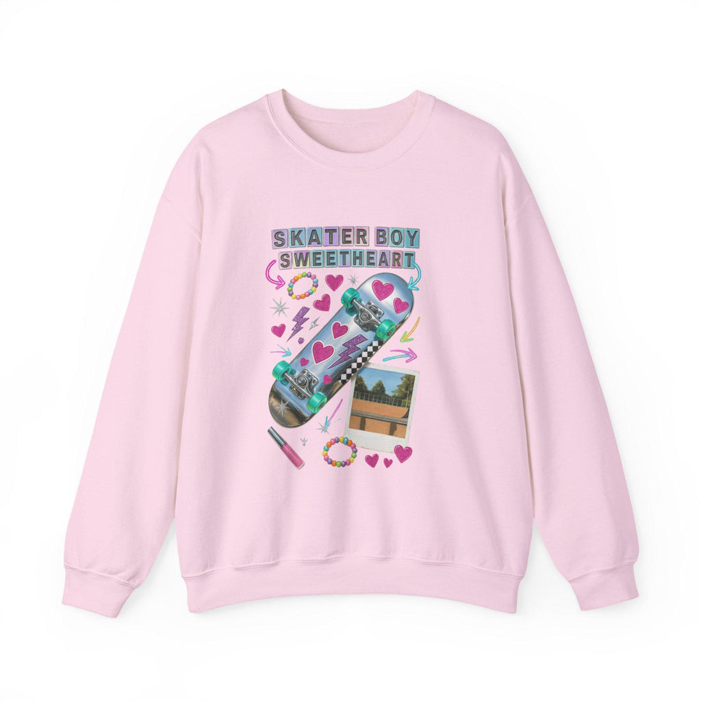 90s Holographic Heart Skater Sweatshirt Vintage Skateboard Crew Neck Unisex Streetwear Gift