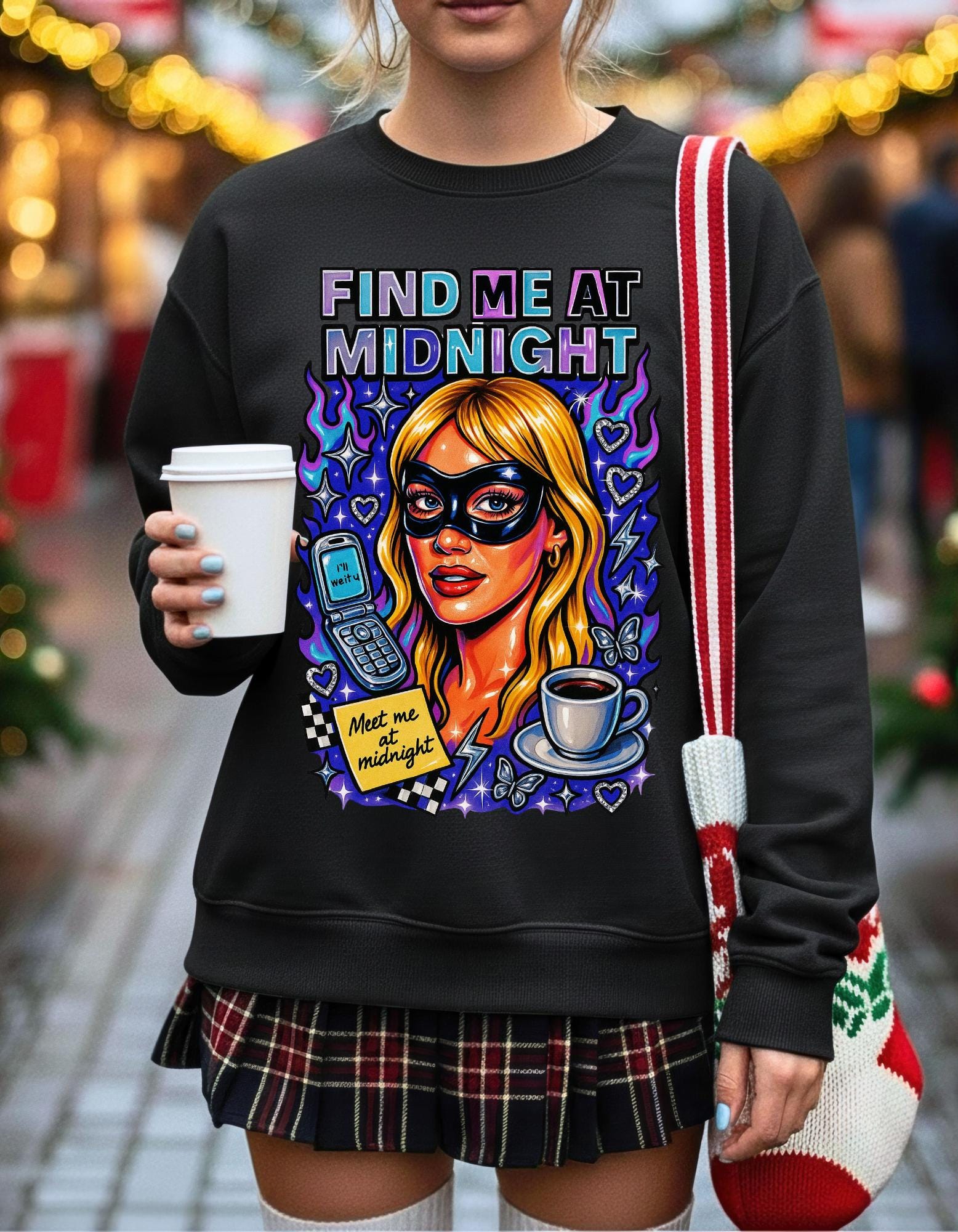 Masquerade Find Me At Midnight Romance Comedy Sweatshirt Millennial Vibe Crewneck Unisex