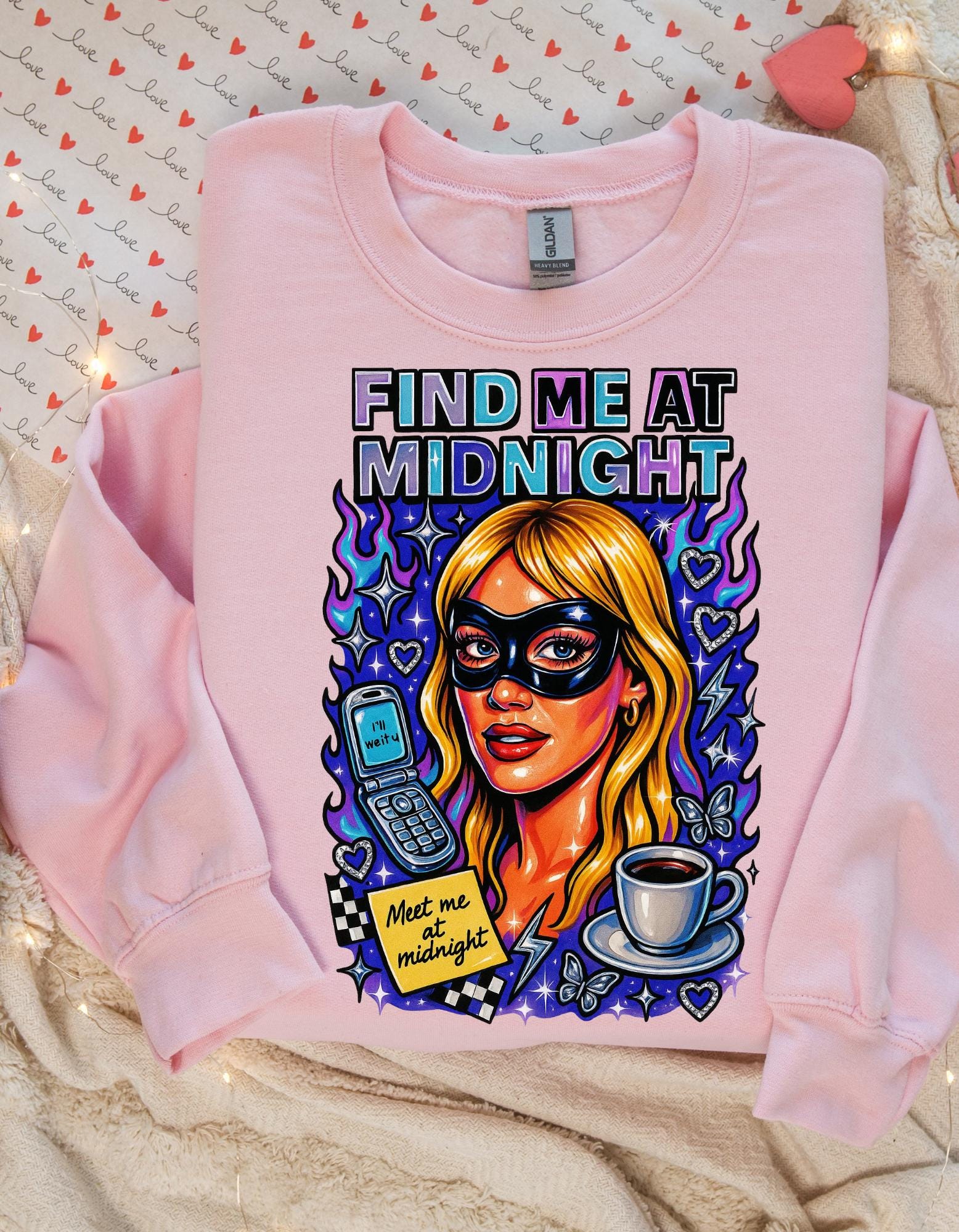 Masquerade Find Me At Midnight Romance Comedy Sweatshirt Millennial Vibe Crewneck Unisex