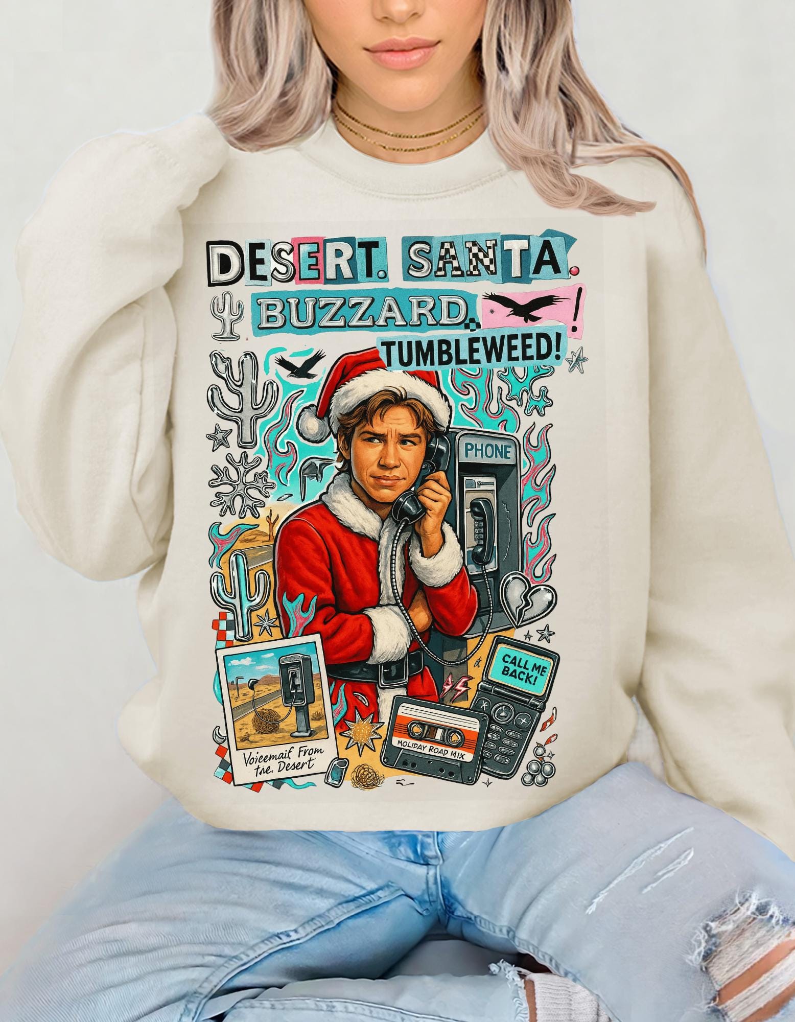 Desert Santa Sweatshirt: Millennial Holiday Humor Crewneck