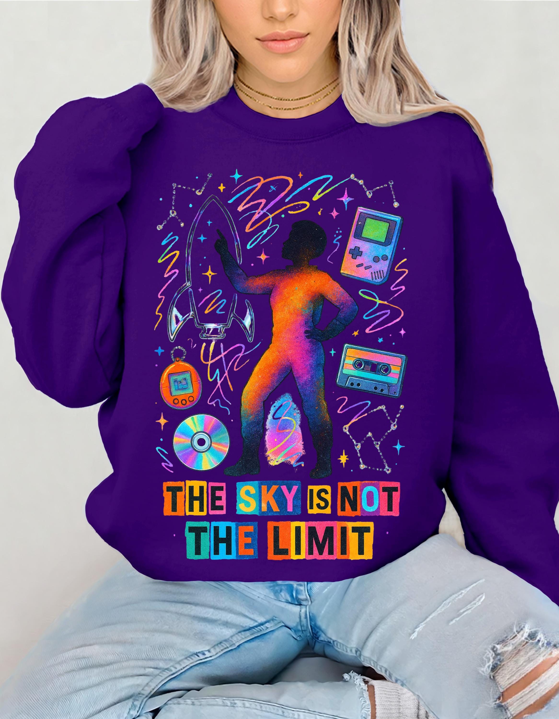 Black Astronaut History Crewneck Sweatshirt | Sky Is Not The Limit | Inspiring Space Hero Apparel