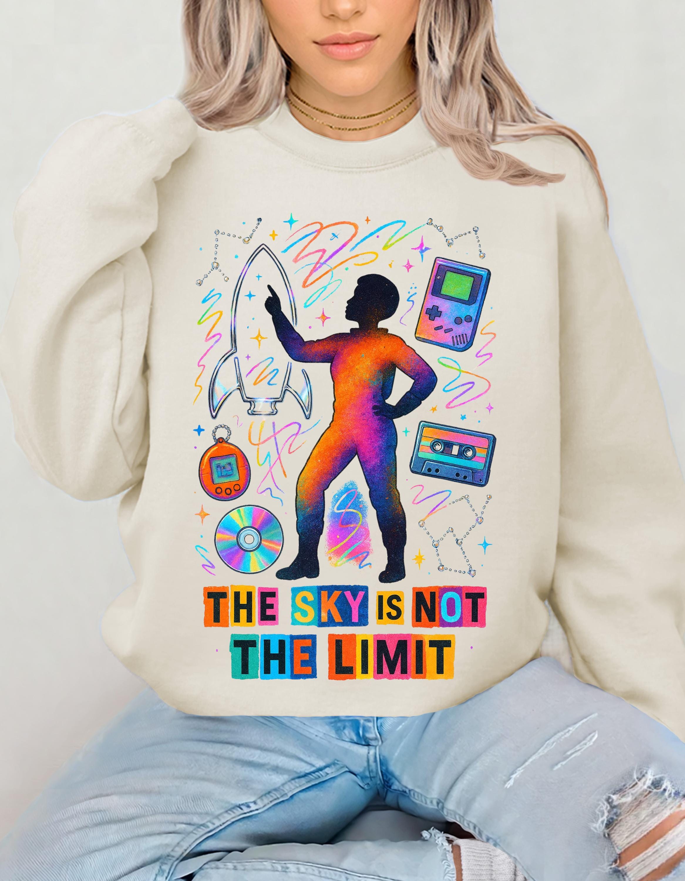 Black Astronaut History Crewneck Sweatshirt | Sky Is Not The Limit | Inspiring Space Hero Apparel
