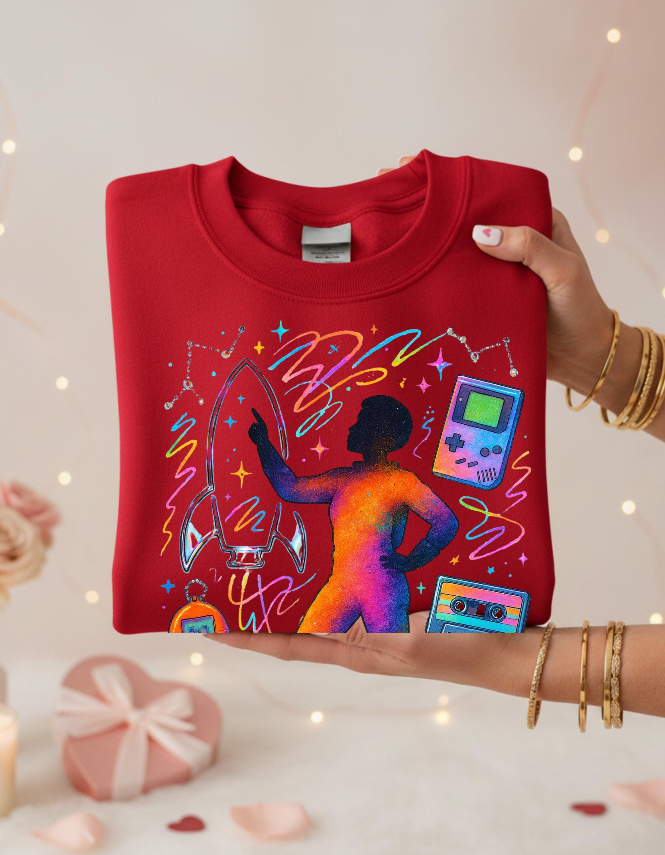 Black Astronaut History Crewneck Sweatshirt | Sky Is Not The Limit | Inspiring Space Hero Apparel
