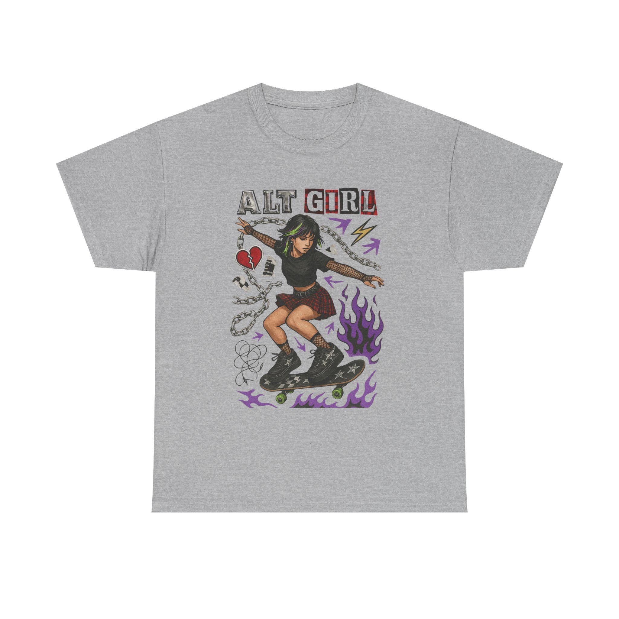 Alt Girl Skateboarder Y2K Grunge Tee | Vintage Skateboard Graphic Shirt Streetwear Fashion