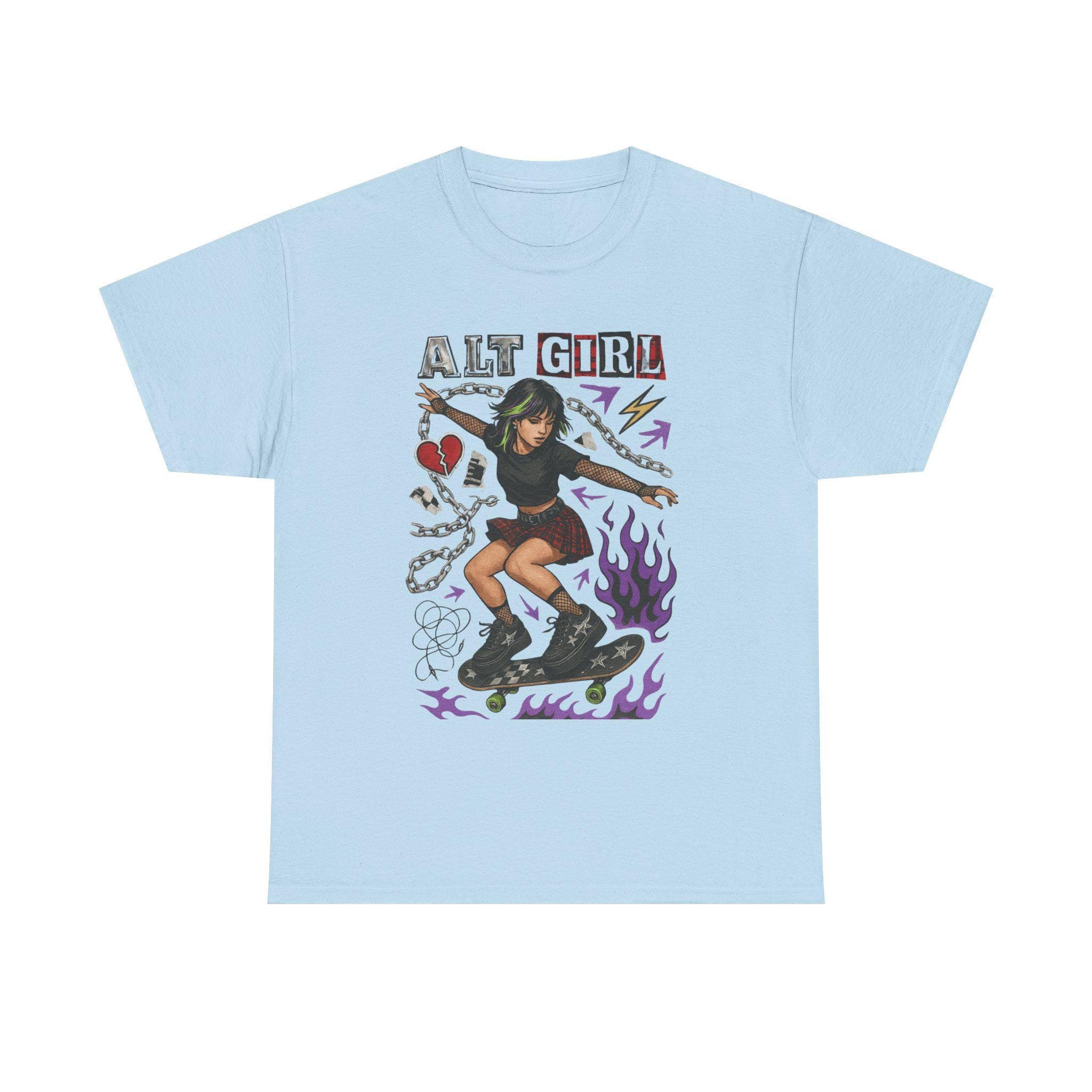 Alt Girl Skateboarder Y2K Grunge Tee | Vintage Skateboard Graphic Shirt Streetwear Fashion