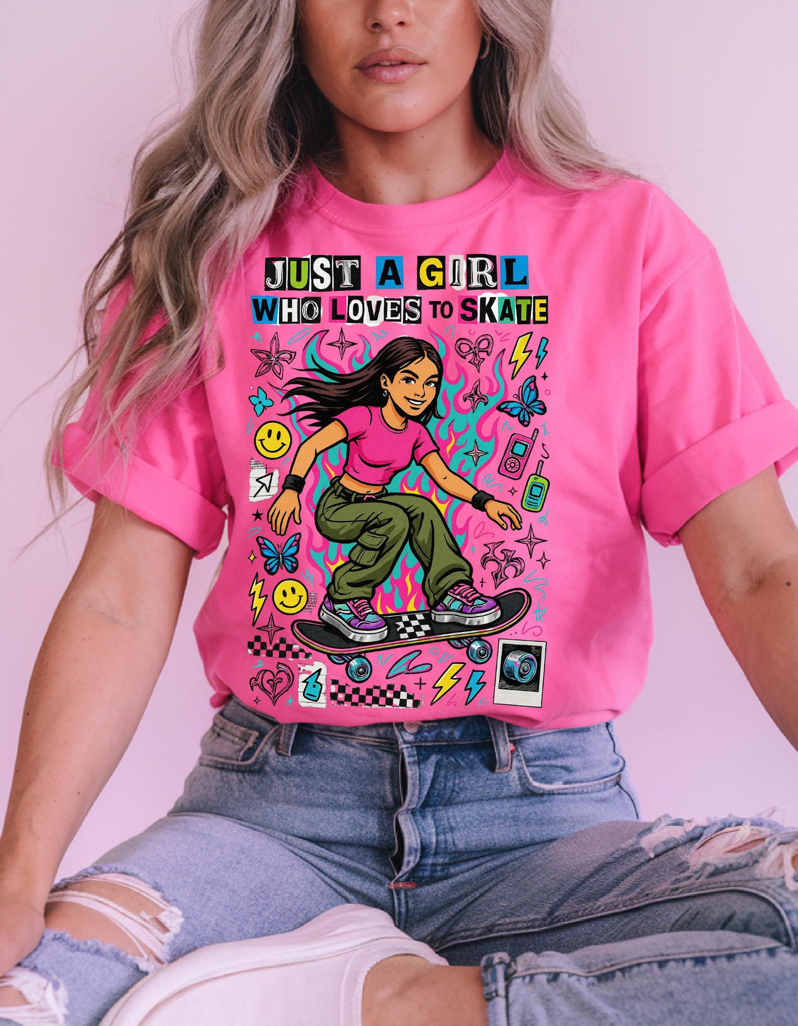 Vintage 90s Skateboard Girl T-Shirt | Retro Skater Tee | Grunge Streetwear