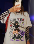 Alt Girl Skateboarder Y2K Grunge Tee | Vintage Skateboard Graphic Shirt Streetwear Fashion