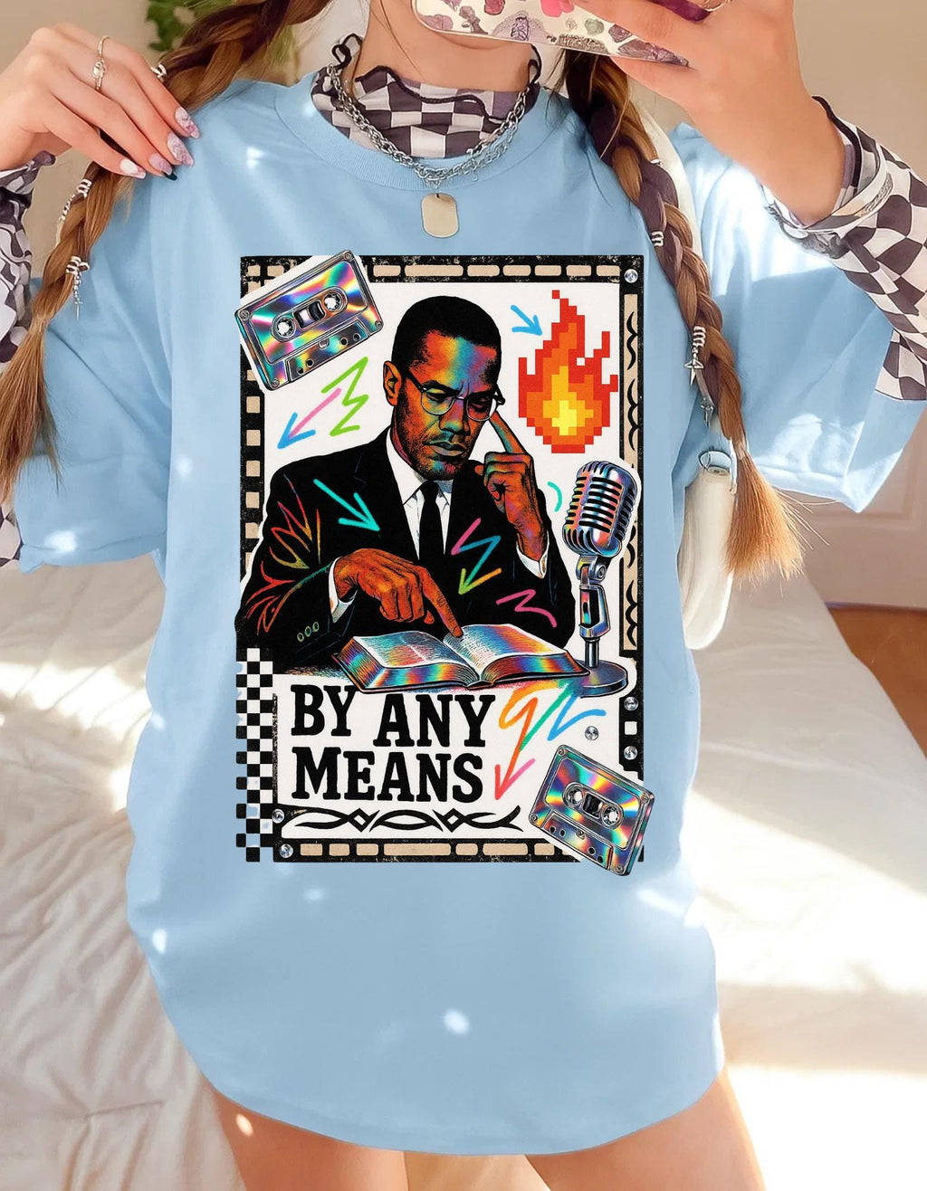 Malcolm Black History Month Tee - By Any Means Civil Rights Quote Shirt Activist Design