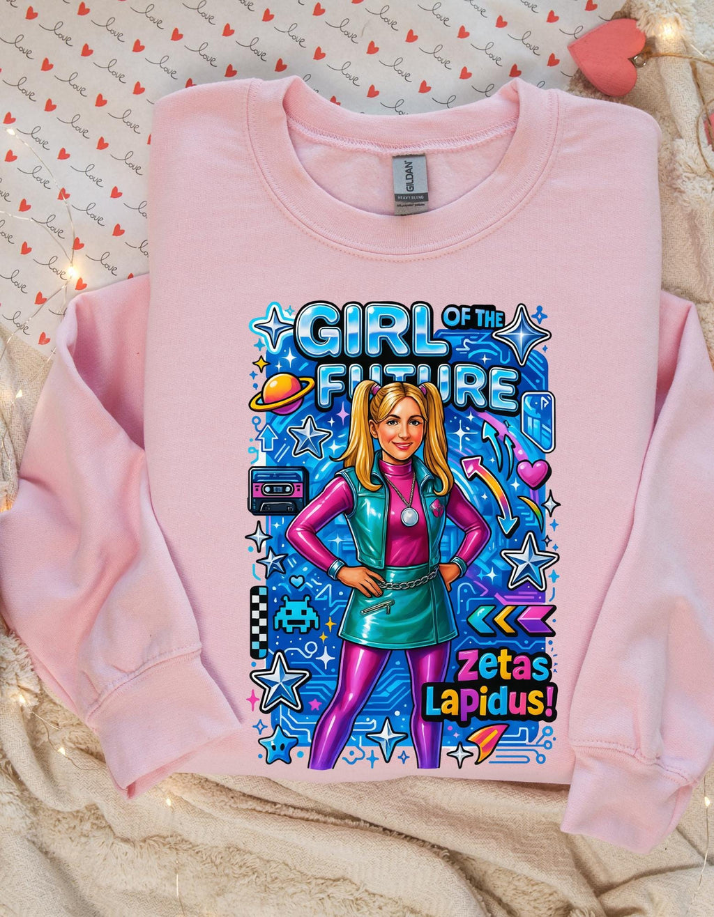Girl of the Future Retro Space Crewneck Sweatshirt | Women Empowerment Graphic Apparel | Sorority Gift