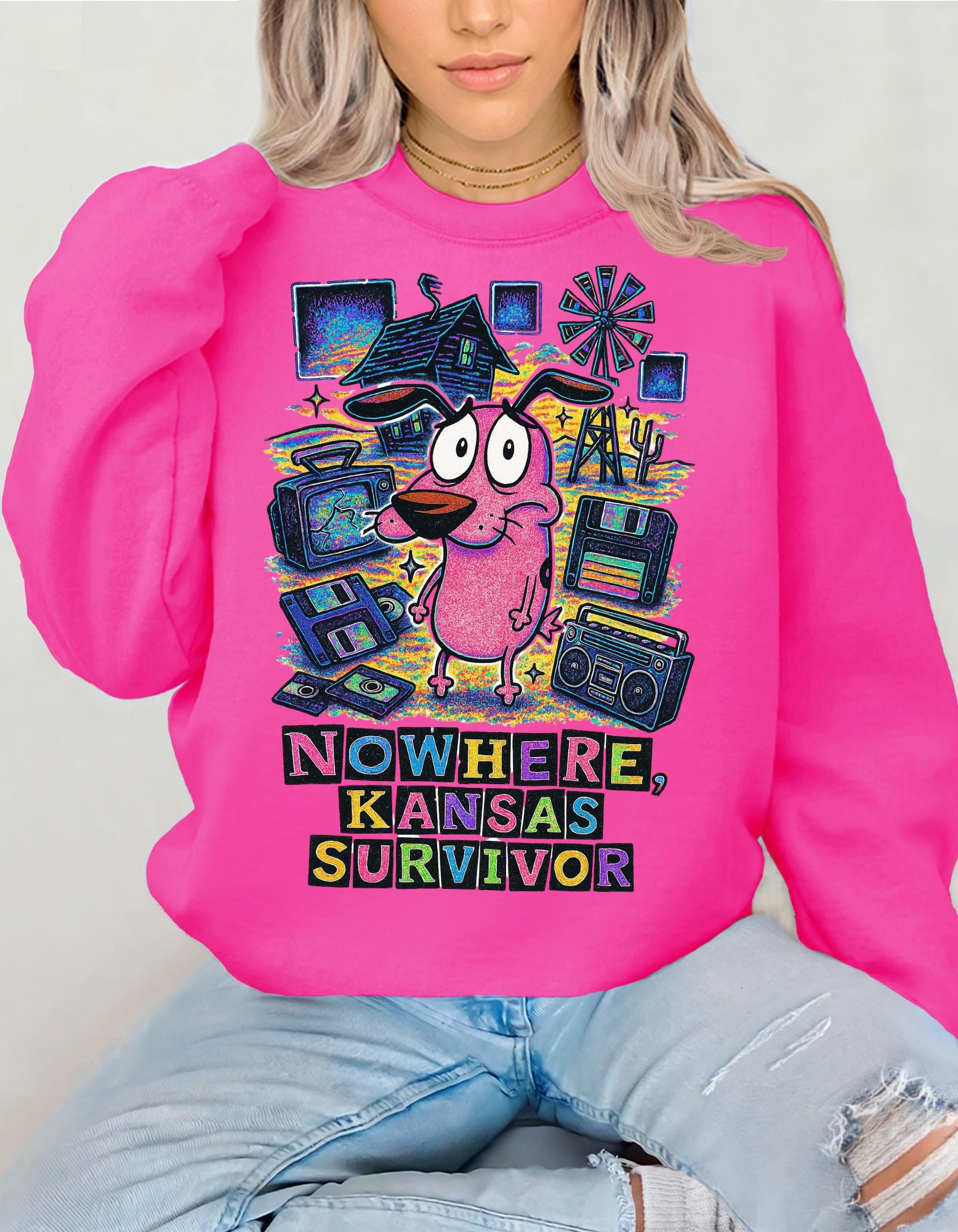 Nowhere Kansas Survivor Sweatshirt | Retro Cartoon Character Vintage Computer Graphic Pullover