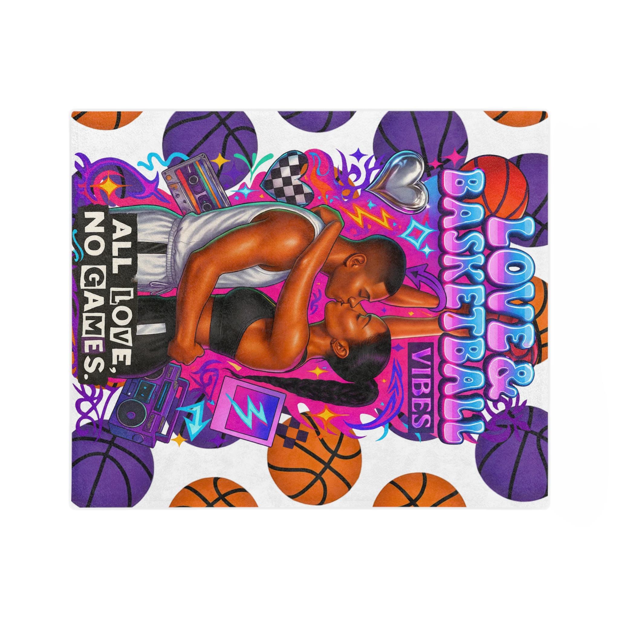 Love & Basketball Vibes Blanket | All Love No Games Velveteen Microfiber Throw Gift for Couples