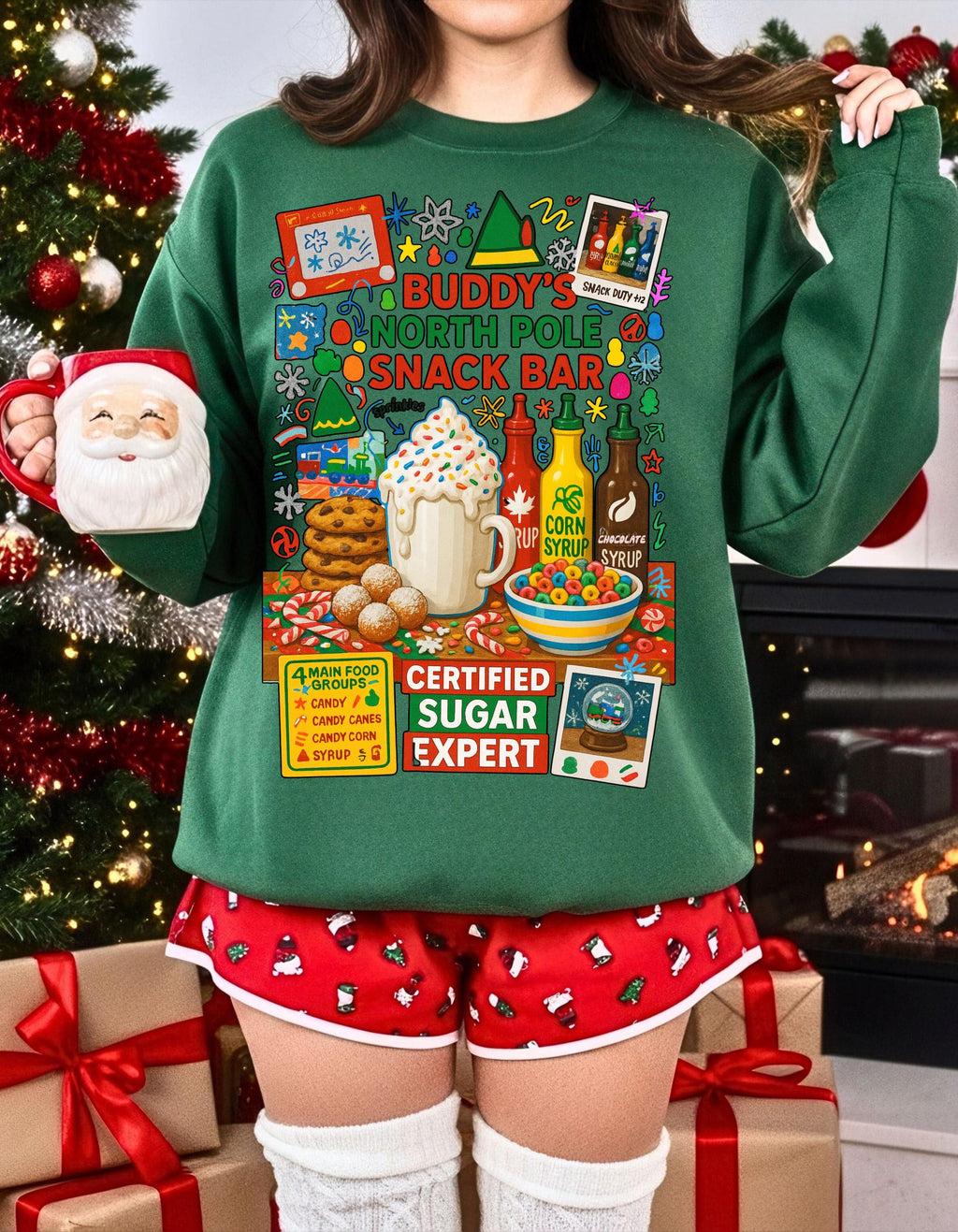 North Pole Snack Bar Certified Sugar Expert Christmas Holiday Sweatshirt Funny Winter Crewneck Gift
