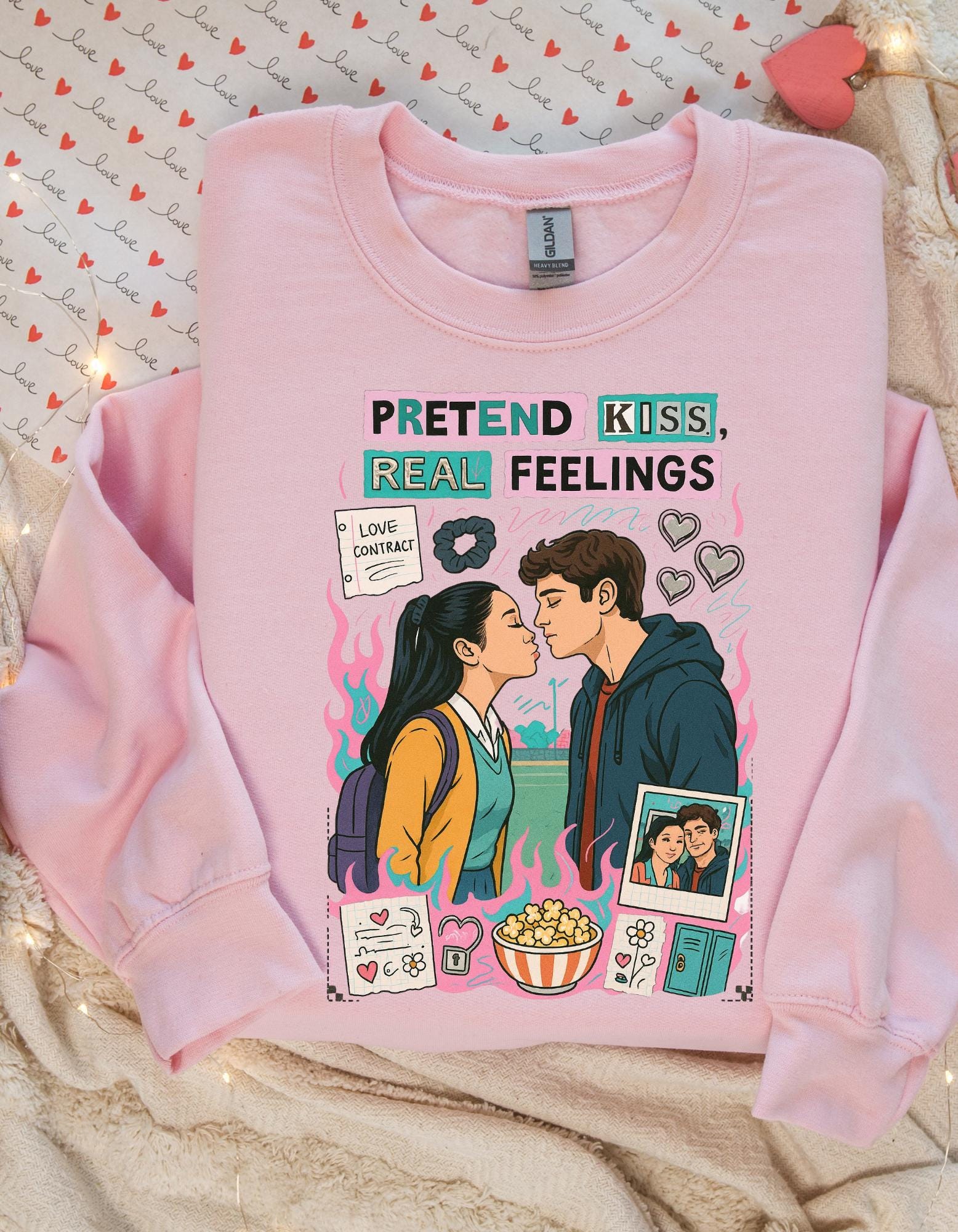 Romcom Fake Relationship Sweatshirt | Pretend Kiss Childhood Lovers Romance Design Bookish Gift