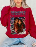 Fireworks Late Night Talks Crewneck Sweatshirt | Retro Polaroid Couple Illustration Vintage Romantic Gift