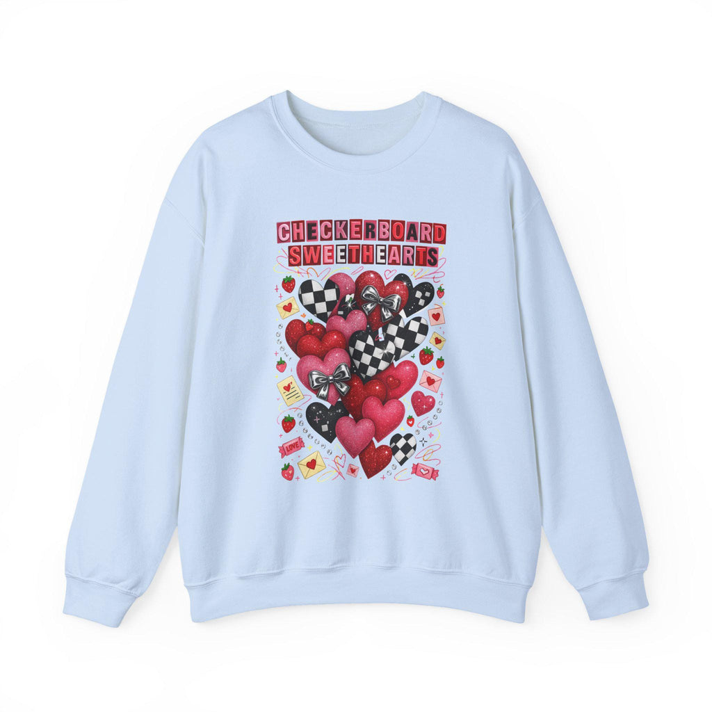 Checkerboard Sweethearts Ransom Letter Sweatshirt Valentine Grunge Crewneck Hearts Couples Matching Edgy Streetwear Gift
