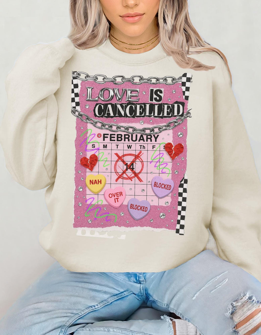 Love Is Cancelled Sweatshirt: Funny Anti-Valentine's Day Crewneck