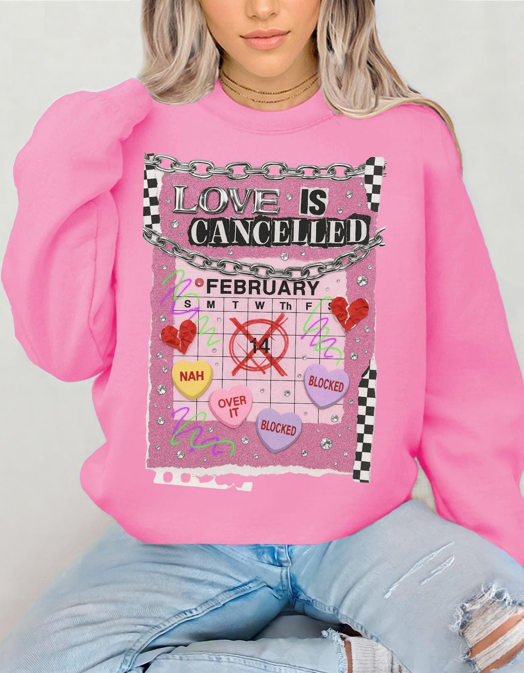 Love Is Cancelled Sweatshirt: Funny Anti-Valentine's Day Crewneck