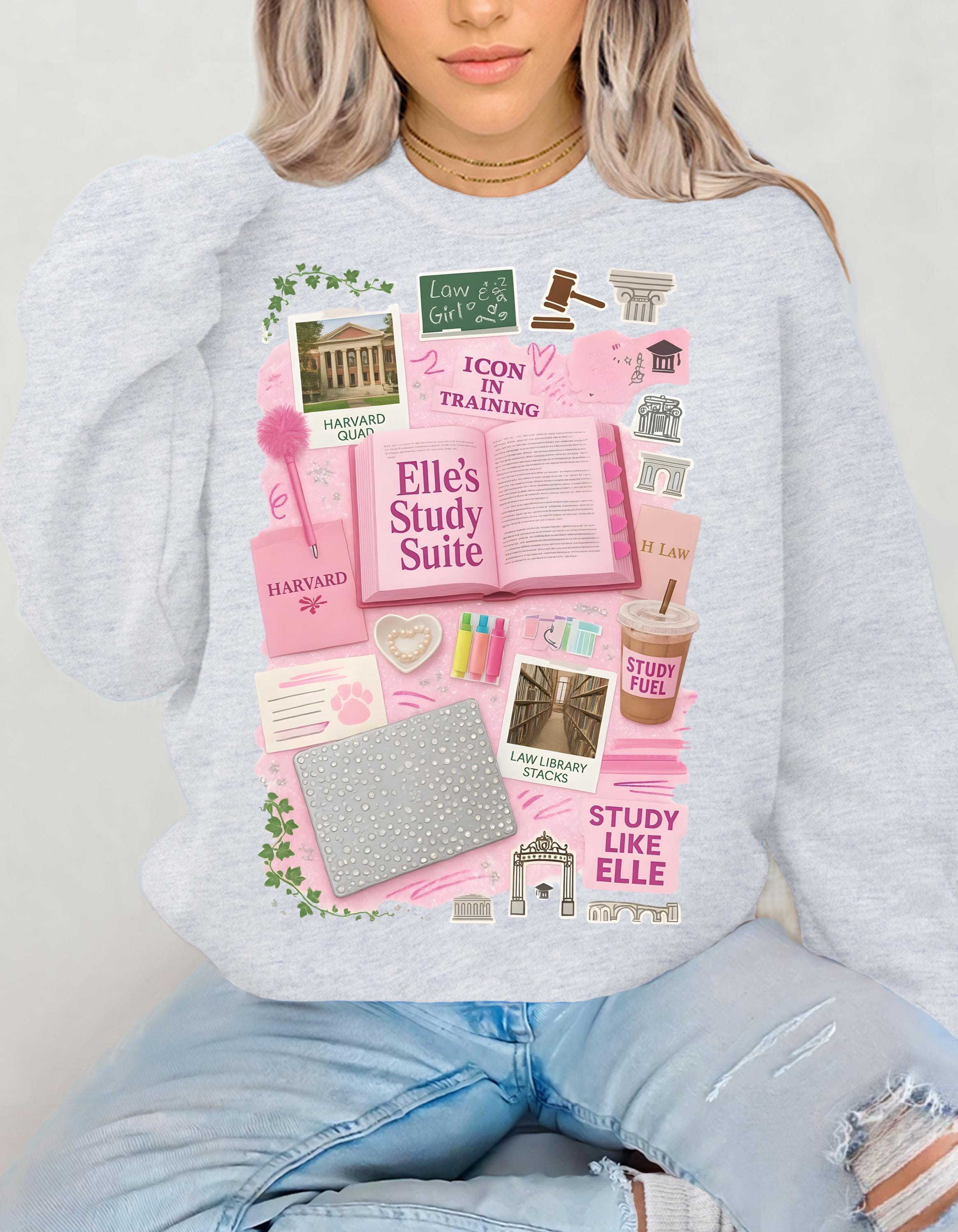 Pink Law School Sweatshirt | Preppy Y2K College Student Wear