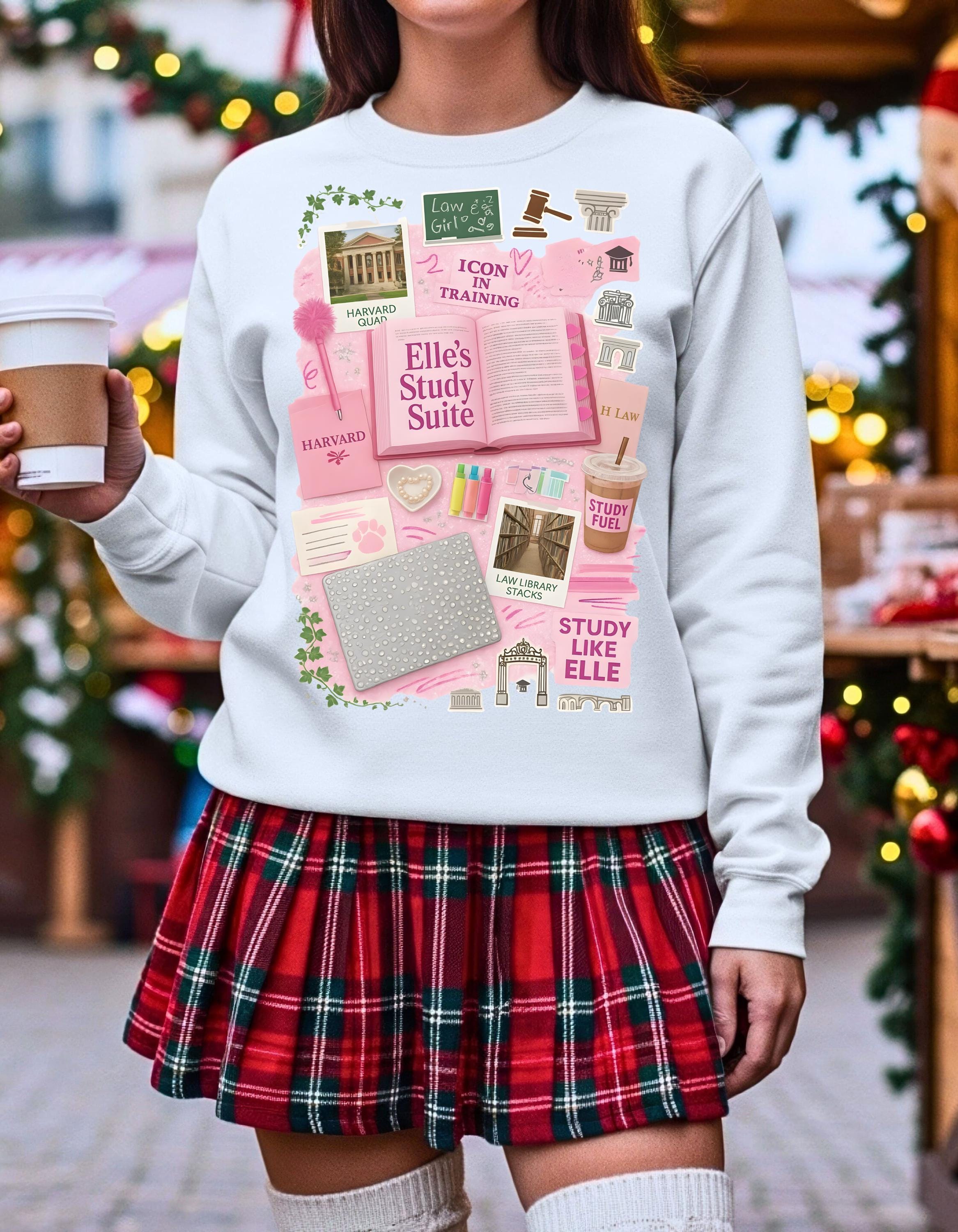 Pink Law School Sweatshirt | Preppy Y2K College Student Wear