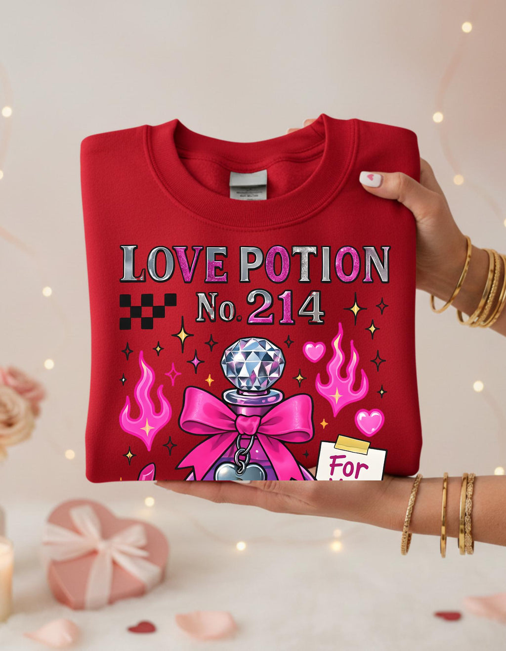 Love Potion No. 214 Sweatshirt | Pink Potion Bottle Graphic