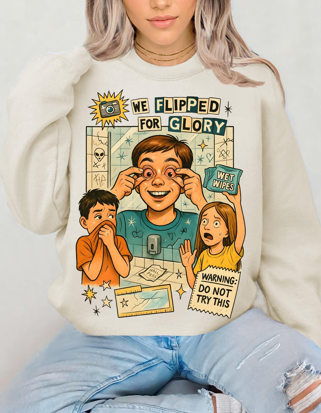 90s Classroom Nostalgia Sweatshirt | Glue Ball Kids Retro School Throwback Era Shirt