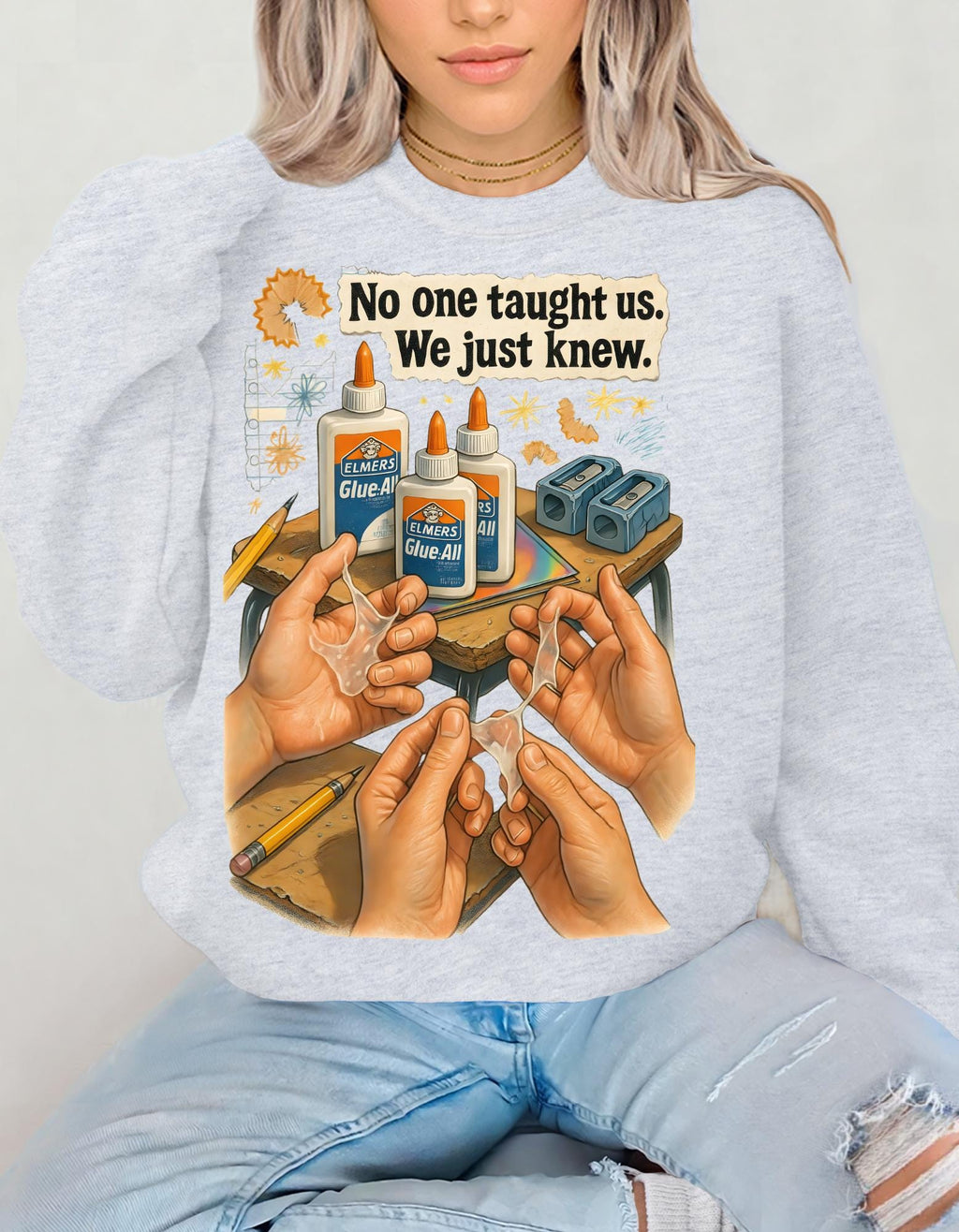 90s Classroom Nostalgia Sweatshirt | Glue Ball Kids Retro School Throwback Era Shirt