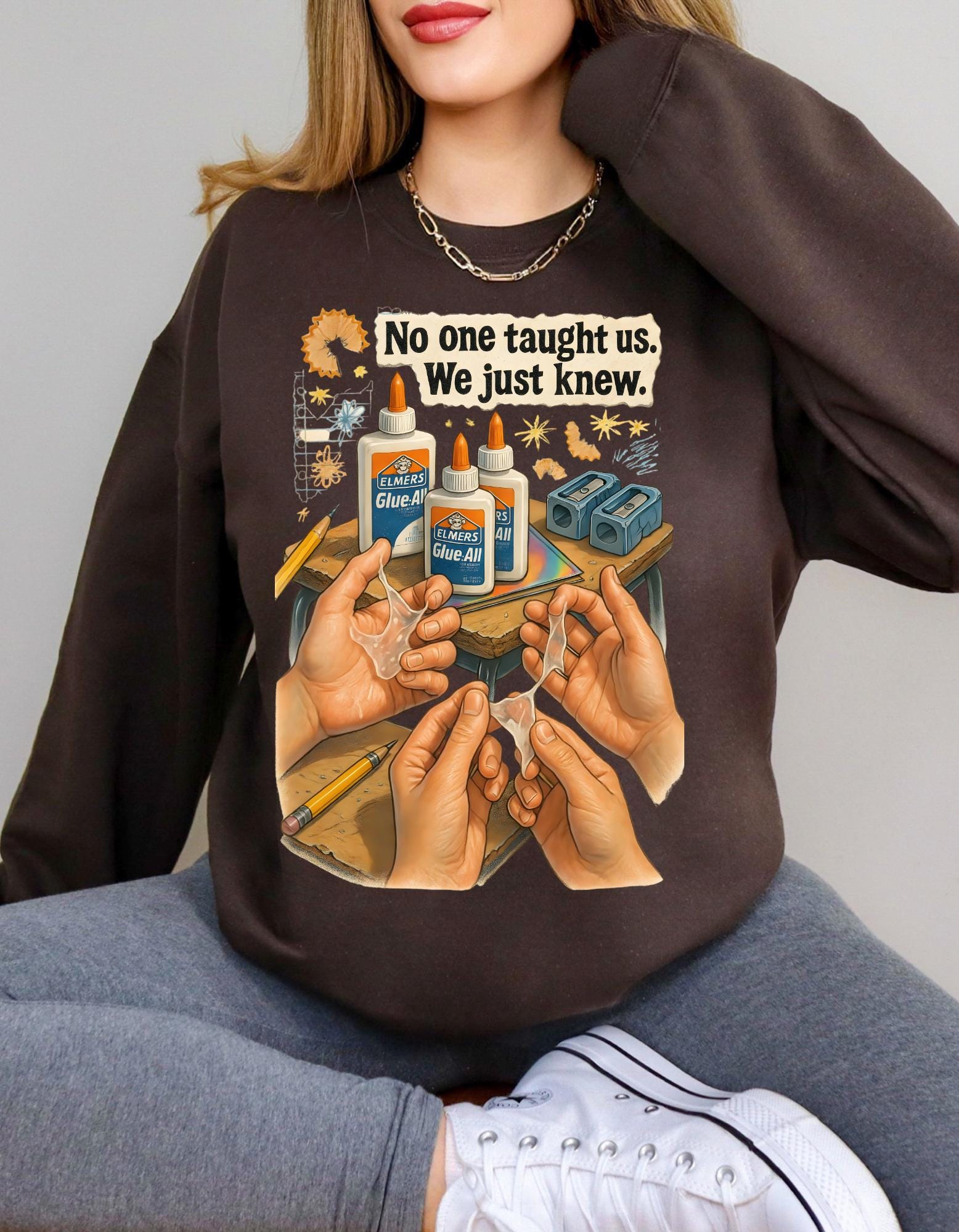90s Classroom Nostalgia Sweatshirt | Glue Ball Kids Retro School Throwback Era Shirt