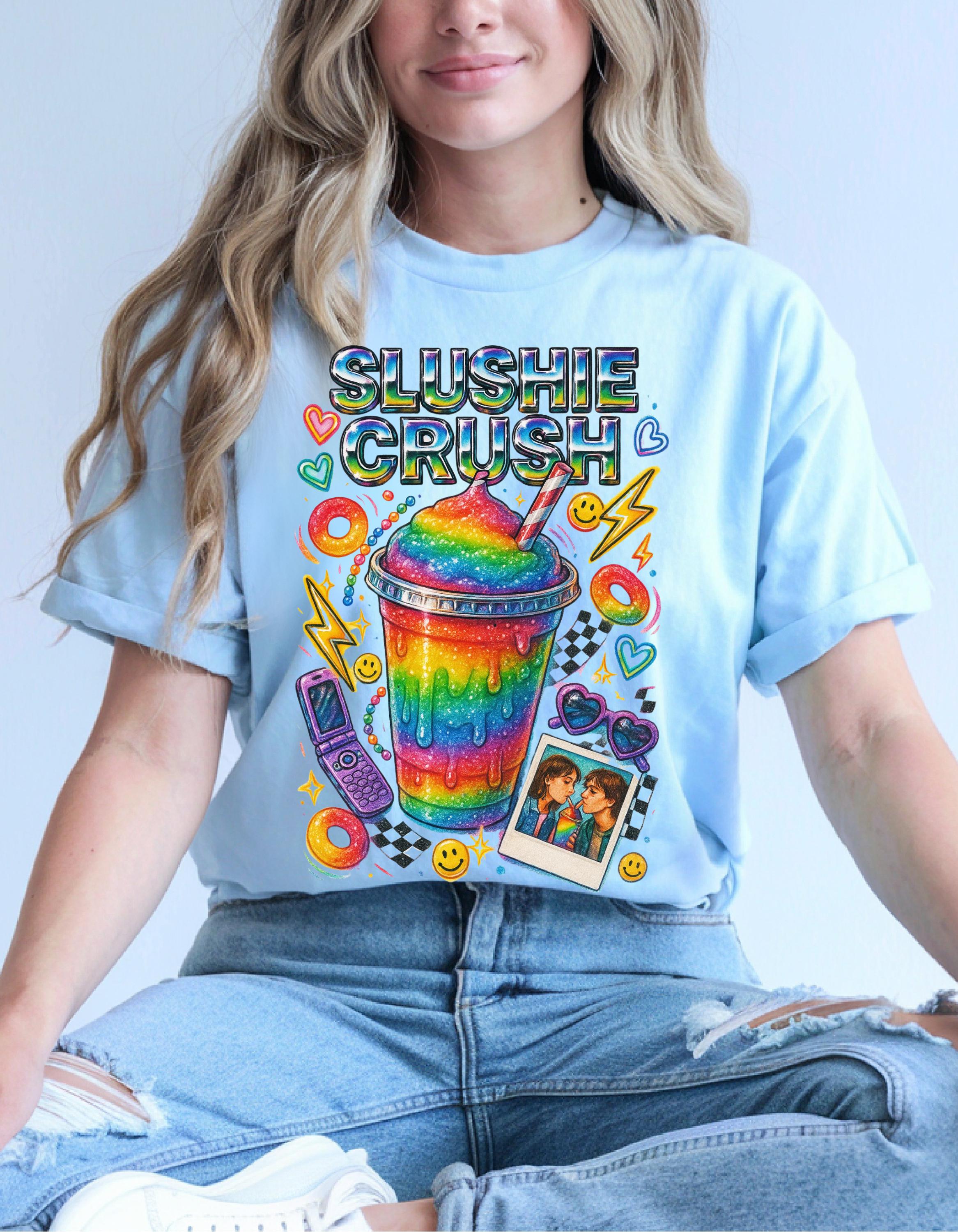 Rainbow Slushie Crush Tee Retro Snack Drink Graphic T-Shirt Vintage 90s Summer Beverage Apparel