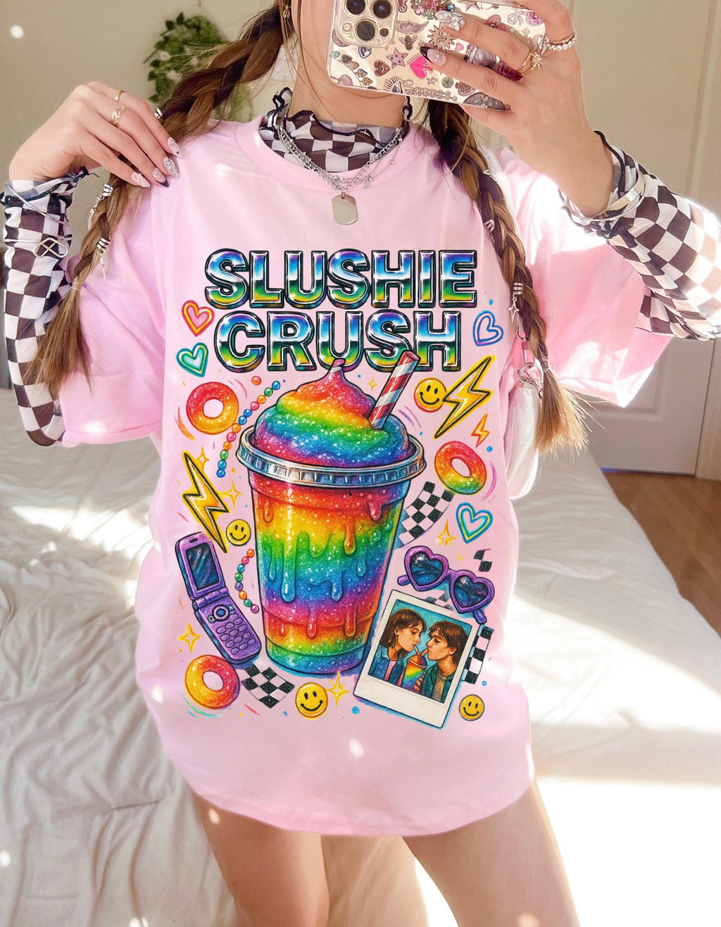 Rainbow Slushie Crush Tee Retro Snack Drink Graphic T-Shirt Vintage 90s Summer Beverage Apparel