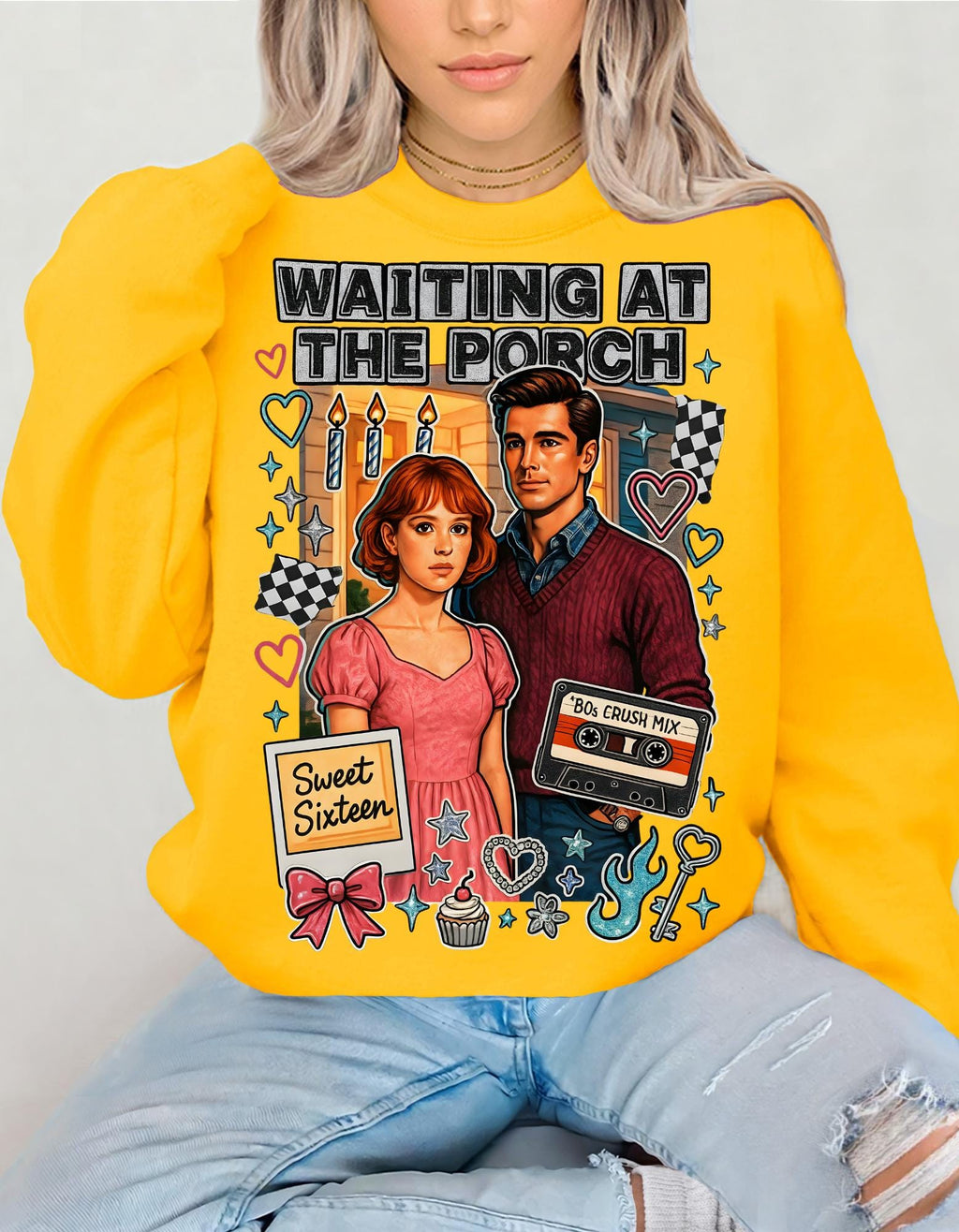 80s Crush Mix Crewneck Sweatshirt: Nostalgic Valentine's Day Gift
