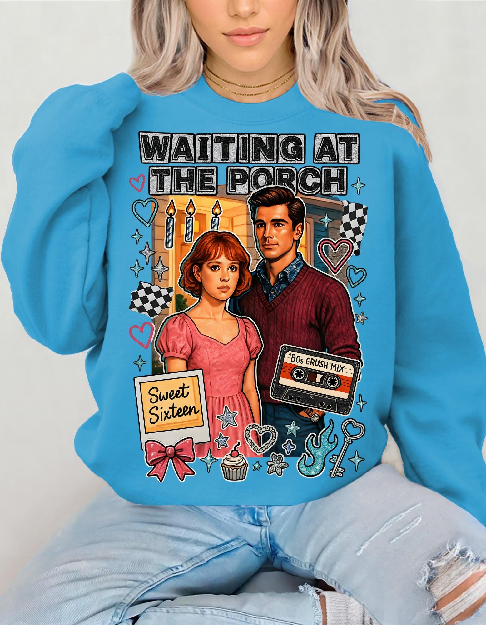 80s Crush Mix Crewneck Sweatshirt: Nostalgic Valentine's Day Gift