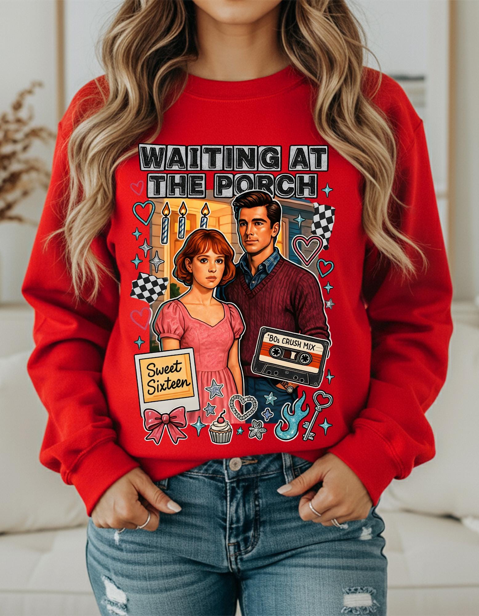 80s Crush Mix Crewneck Sweatshirt: Nostalgic Valentine's Day Gift
