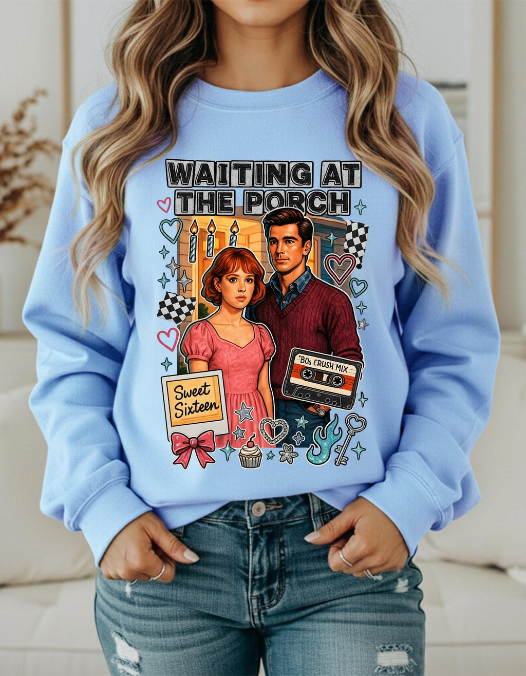 80s Crush Mix Crewneck Sweatshirt: Nostalgic Valentine's Day Gift
