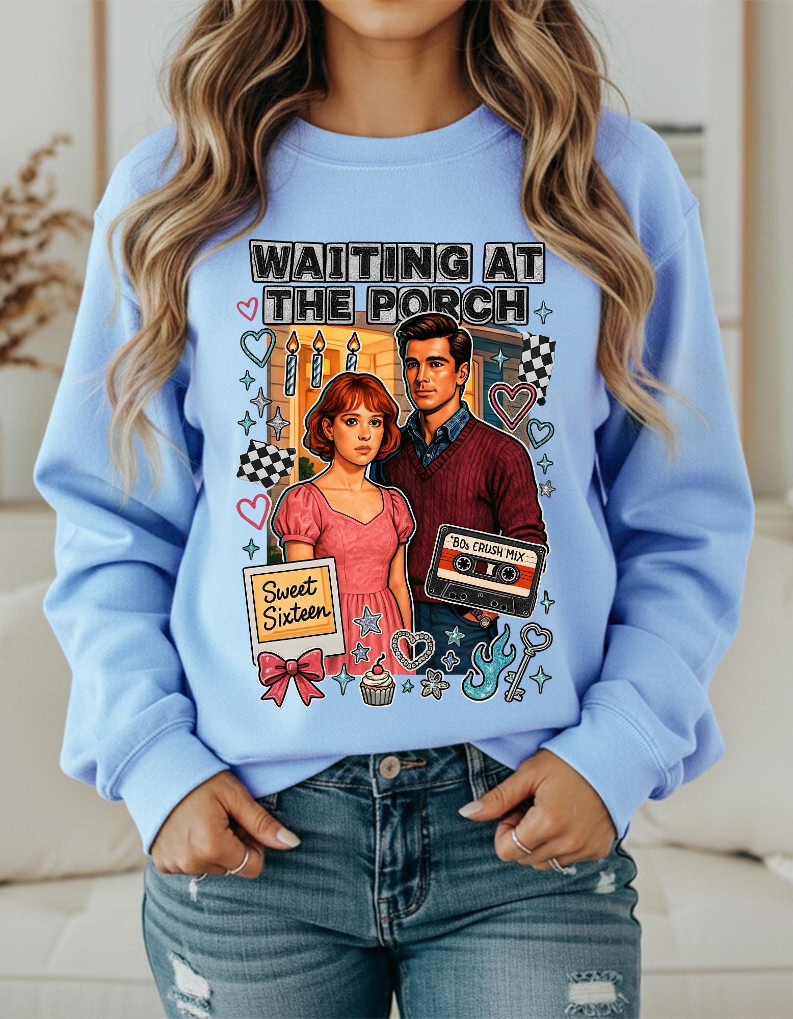 80s Crush Mix Crewneck Sweatshirt: Nostalgic Valentine's Day Gift