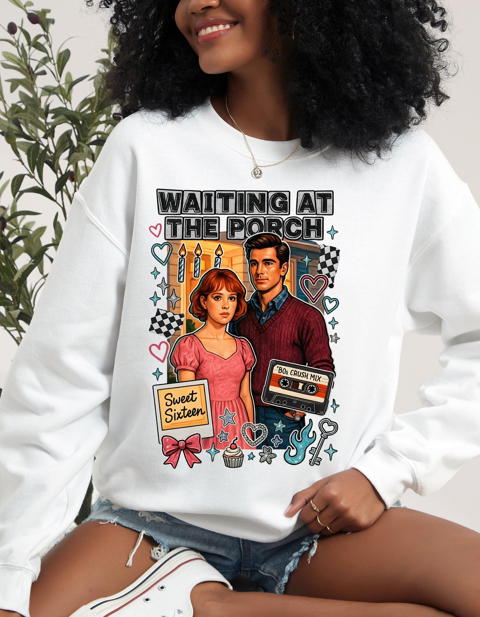 80s Crush Mix Crewneck Sweatshirt: Nostalgic Valentine's Day Gift