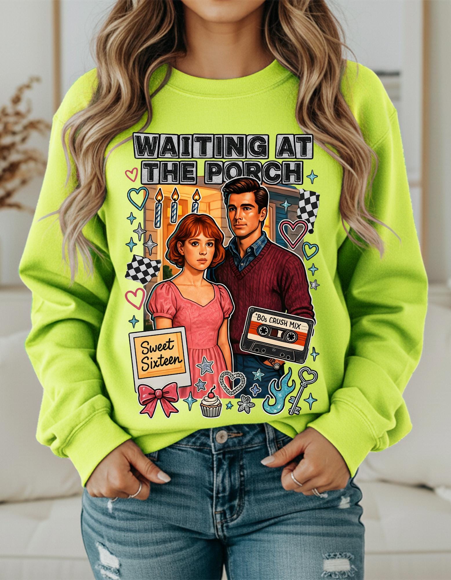 80s Crush Mix Crewneck Sweatshirt: Nostalgic Valentine's Day Gift