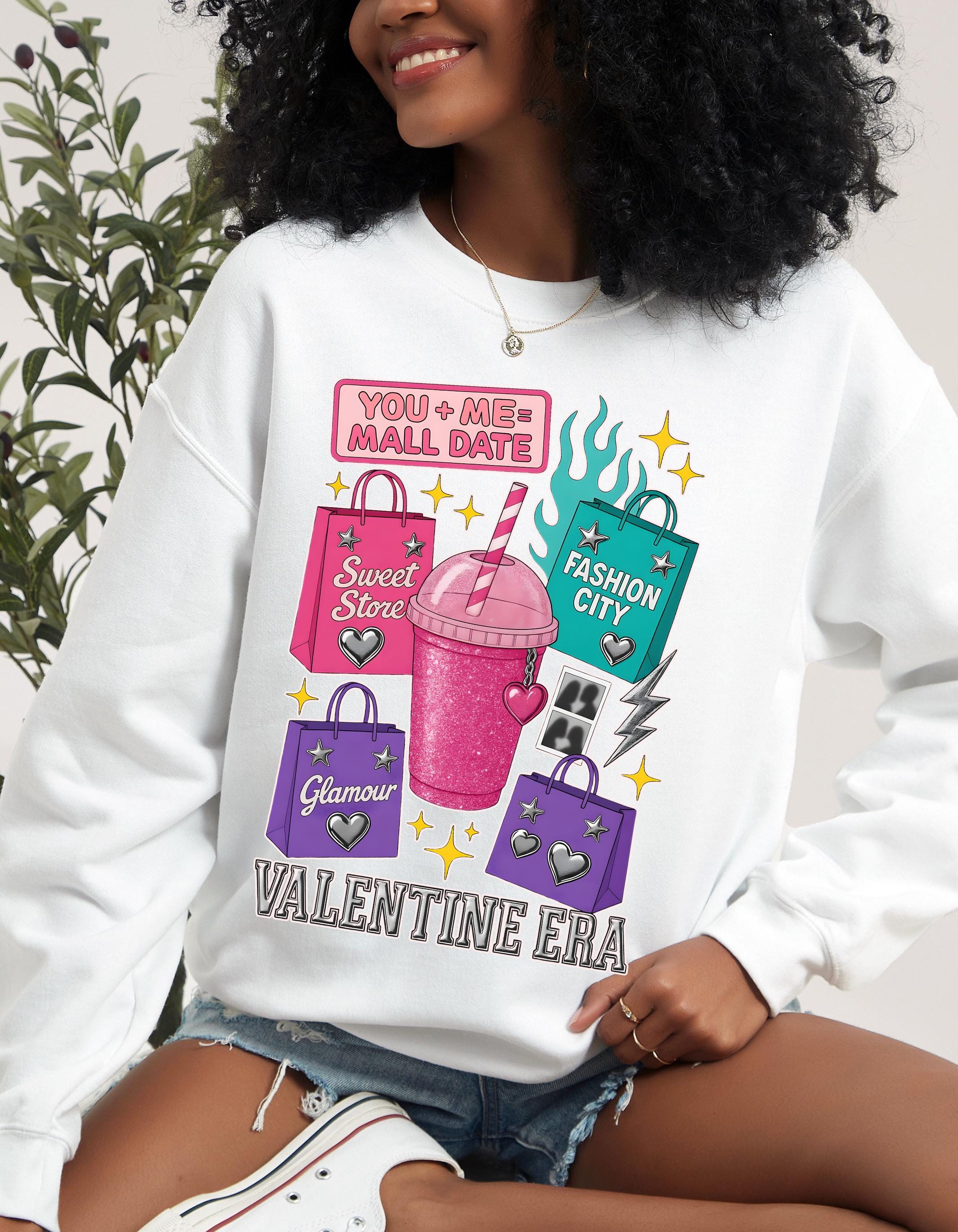 Valentine Era Graphic Sweatshirt: Retro Soda Cup, Shopping Bags