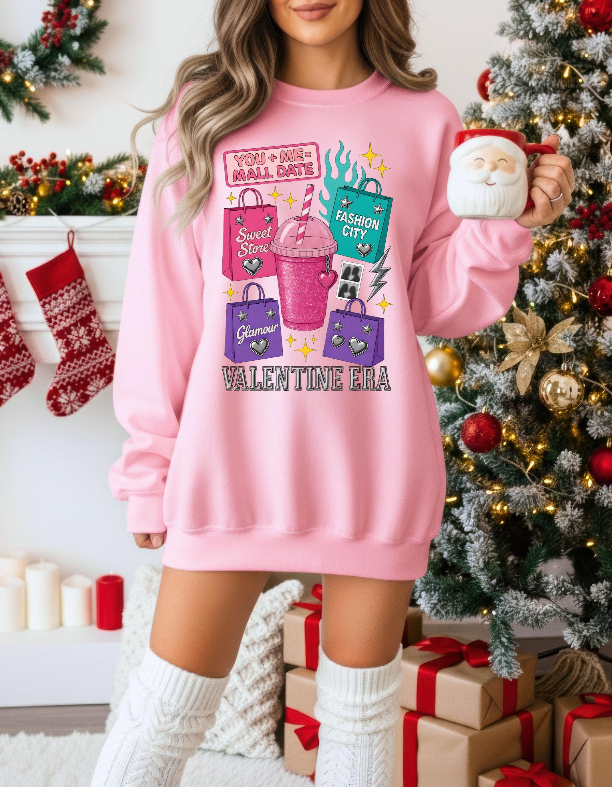 Valentine Era Graphic Sweatshirt: Retro Soda Cup, Shopping Bags