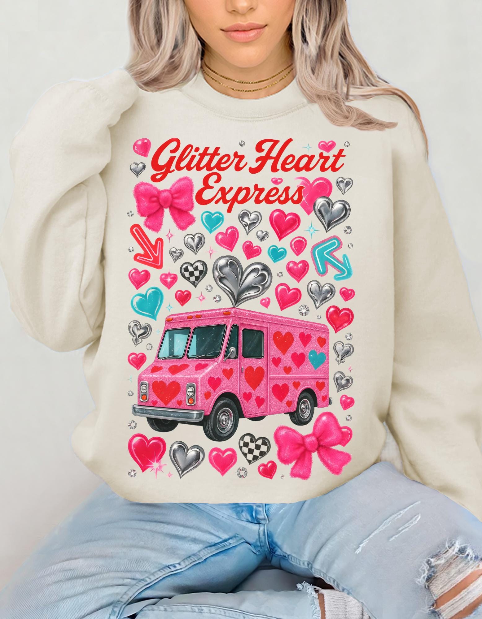 Valentine's Day Sweatshirt | Heart Van Graphic Crewneck