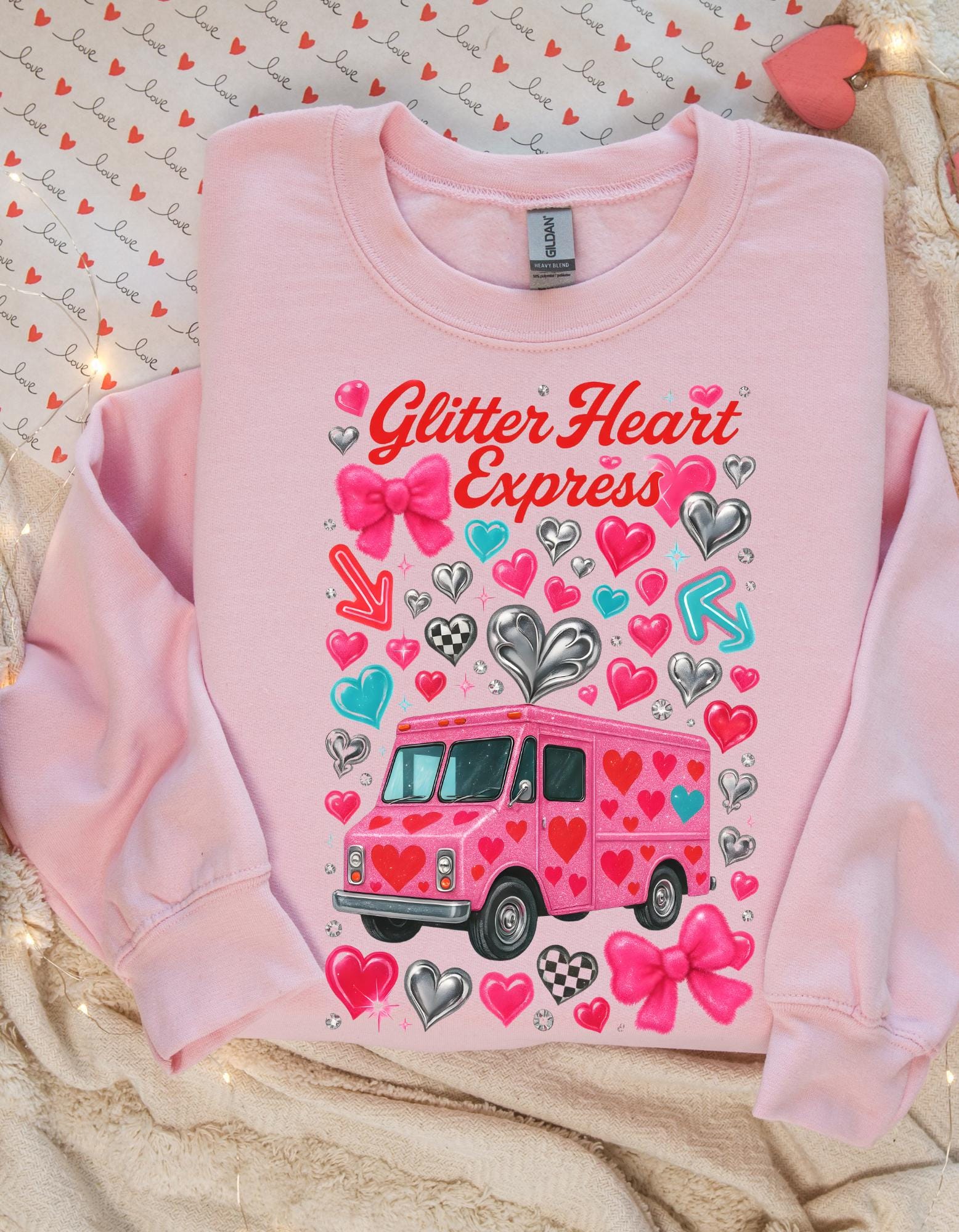 Valentine's Day Sweatshirt | Heart Van Graphic Crewneck