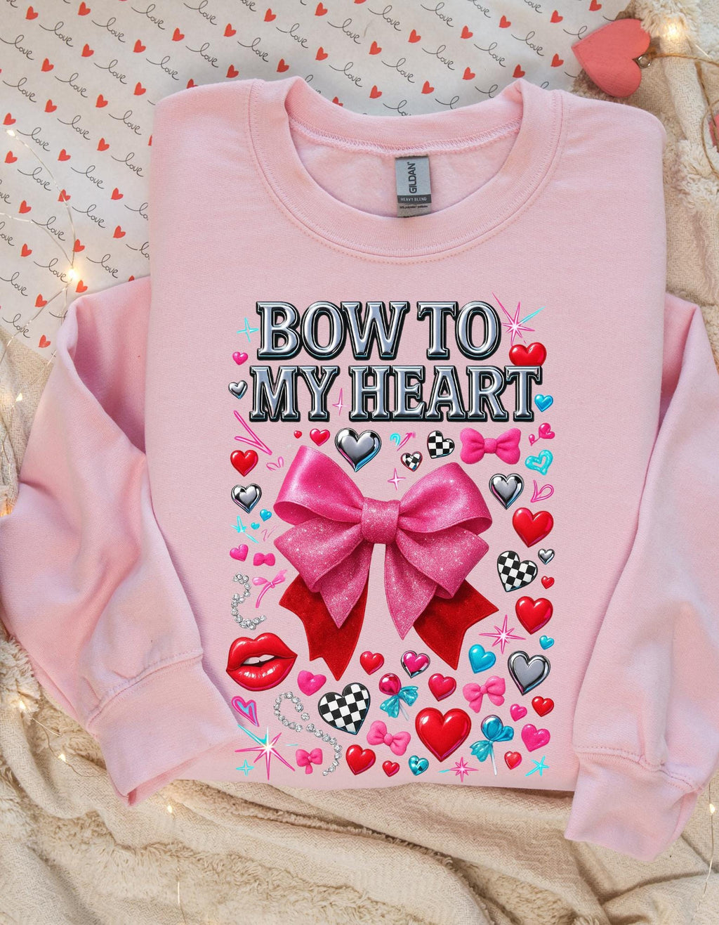 Pink Bow to My Heart Sweatshirt | Valentine's Day Graphic