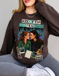 Rooftop Confessions Couple Illustration Sweatshirt | Cozy Guitar Journal Cassette Scene Design