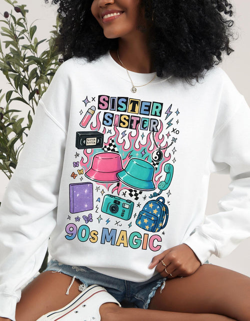 90s Twin Sisters Crewneck Sweatshirt Retro Sibling Vintage Twins Matching Outfit Gift