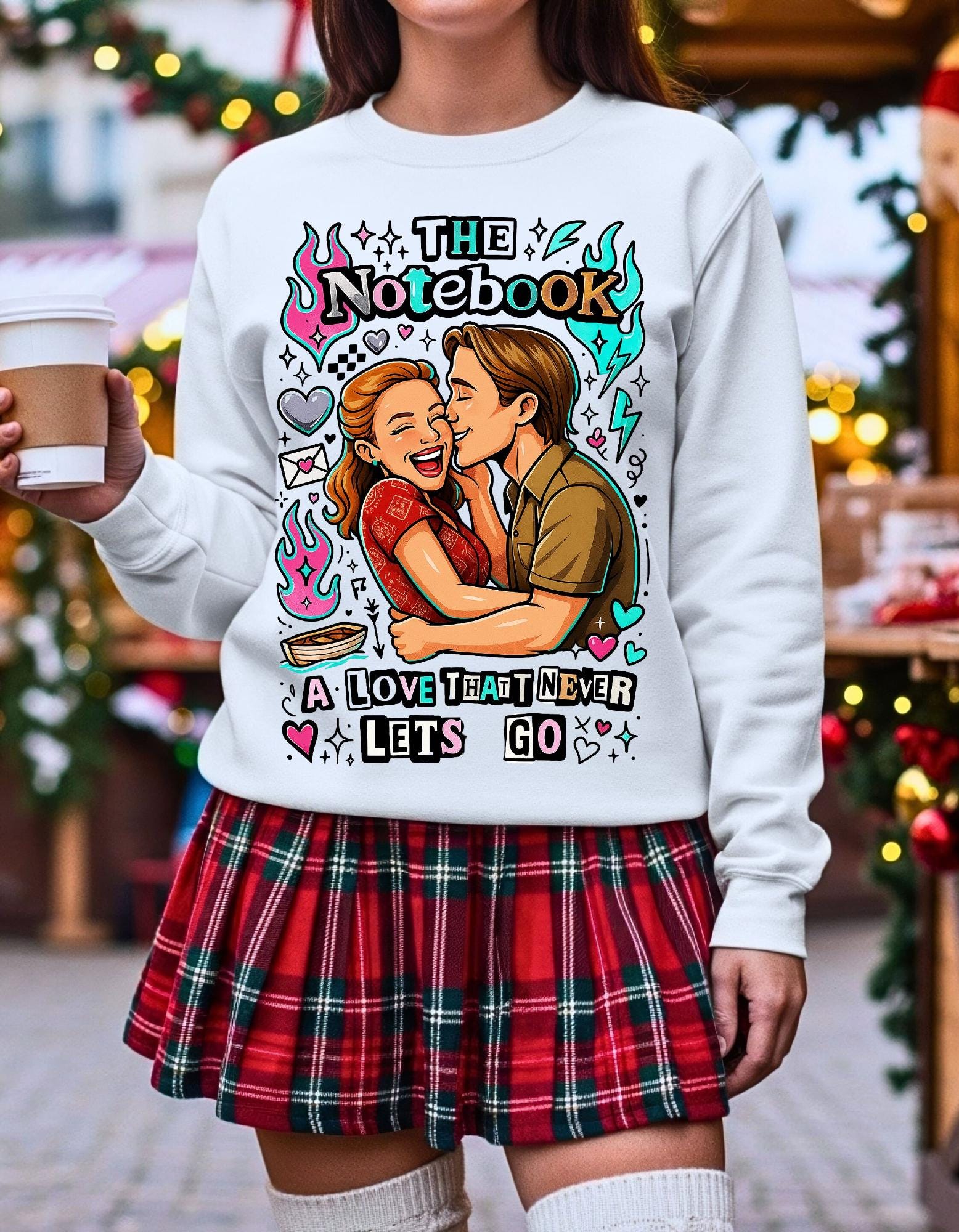 Love That Never Lets Go Sweatshirt | Heart Typography Sentimental Design Romantic Couples Anniversary Gift