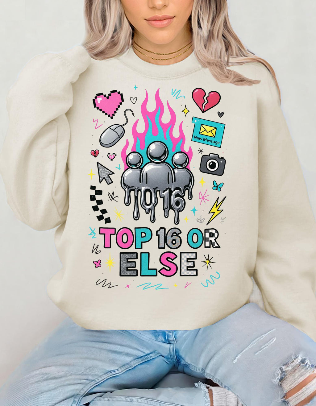 Top 16 Or Else Crewneck Sweatshirt: Vaporwave Gaming Graphic