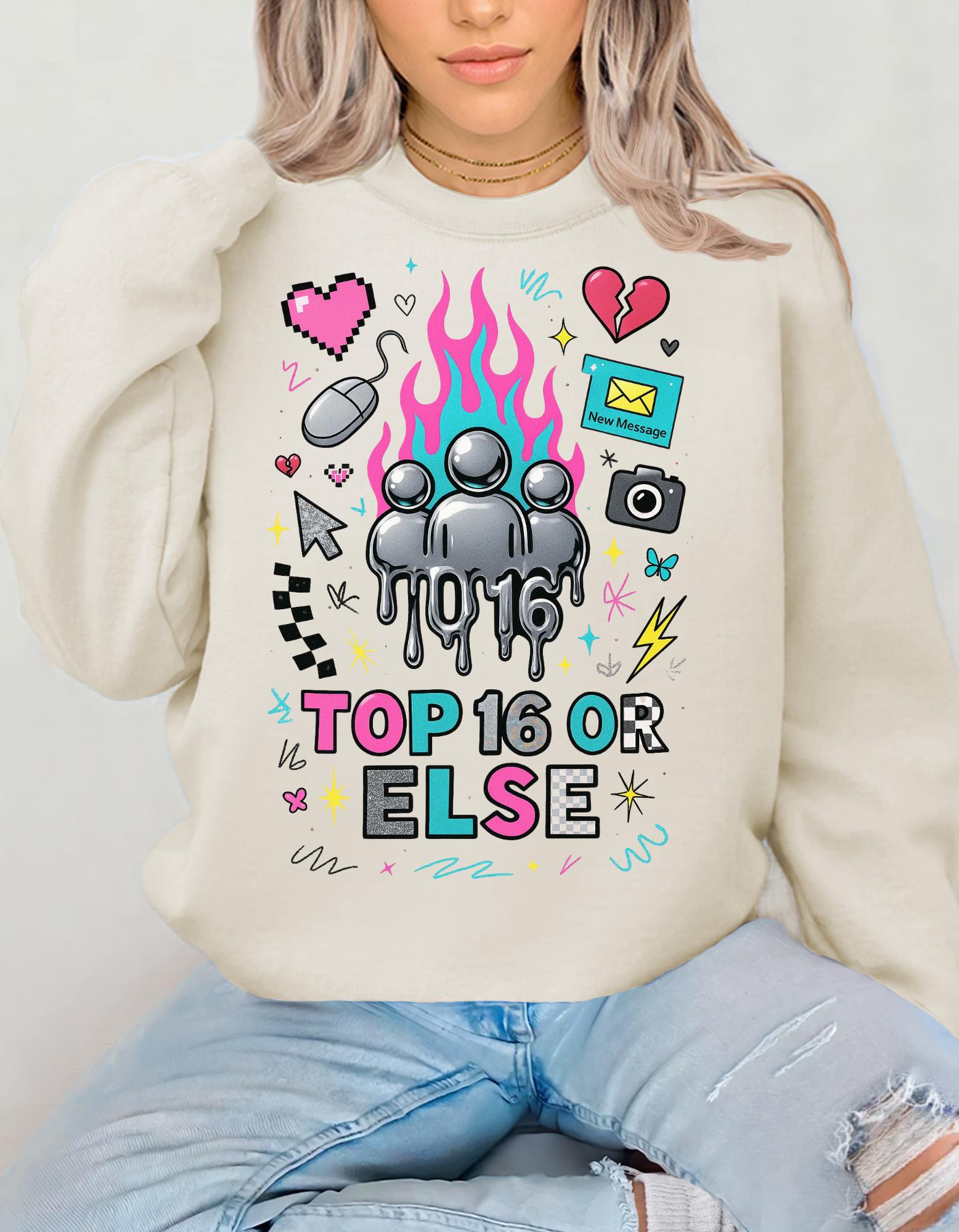 Top 16 Or Else Crewneck Sweatshirt: Vaporwave Gaming Graphic