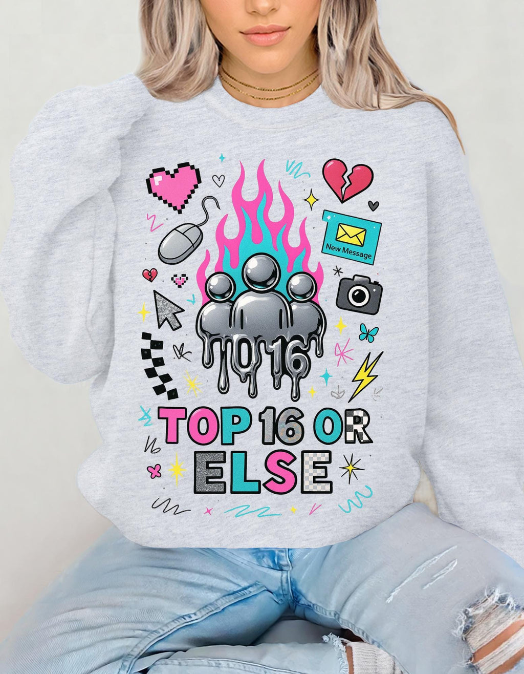 Top 16 Or Else Crewneck Sweatshirt: Vaporwave Gaming Graphic