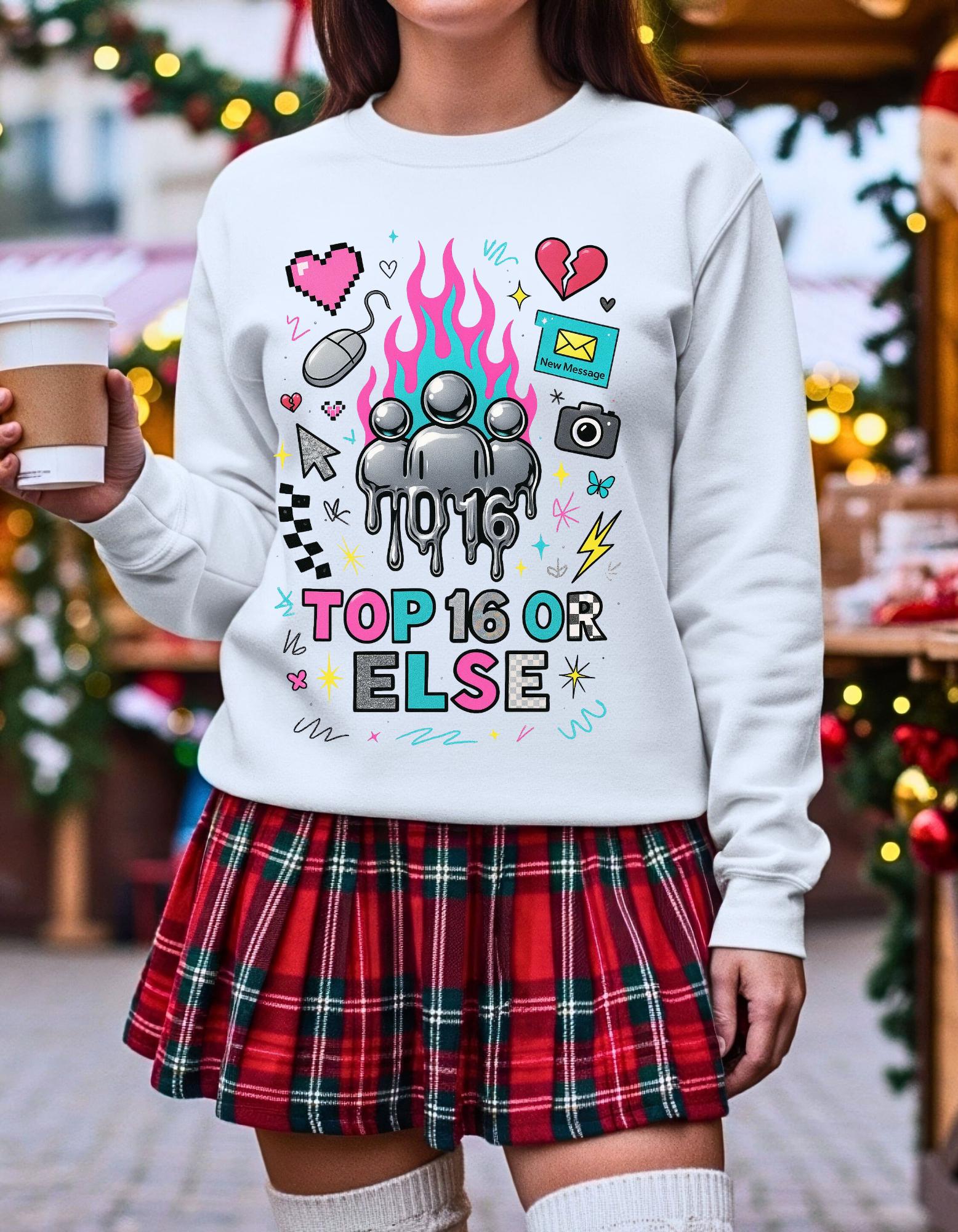 Top 16 Or Else Crewneck Sweatshirt: Vaporwave Gaming Graphic