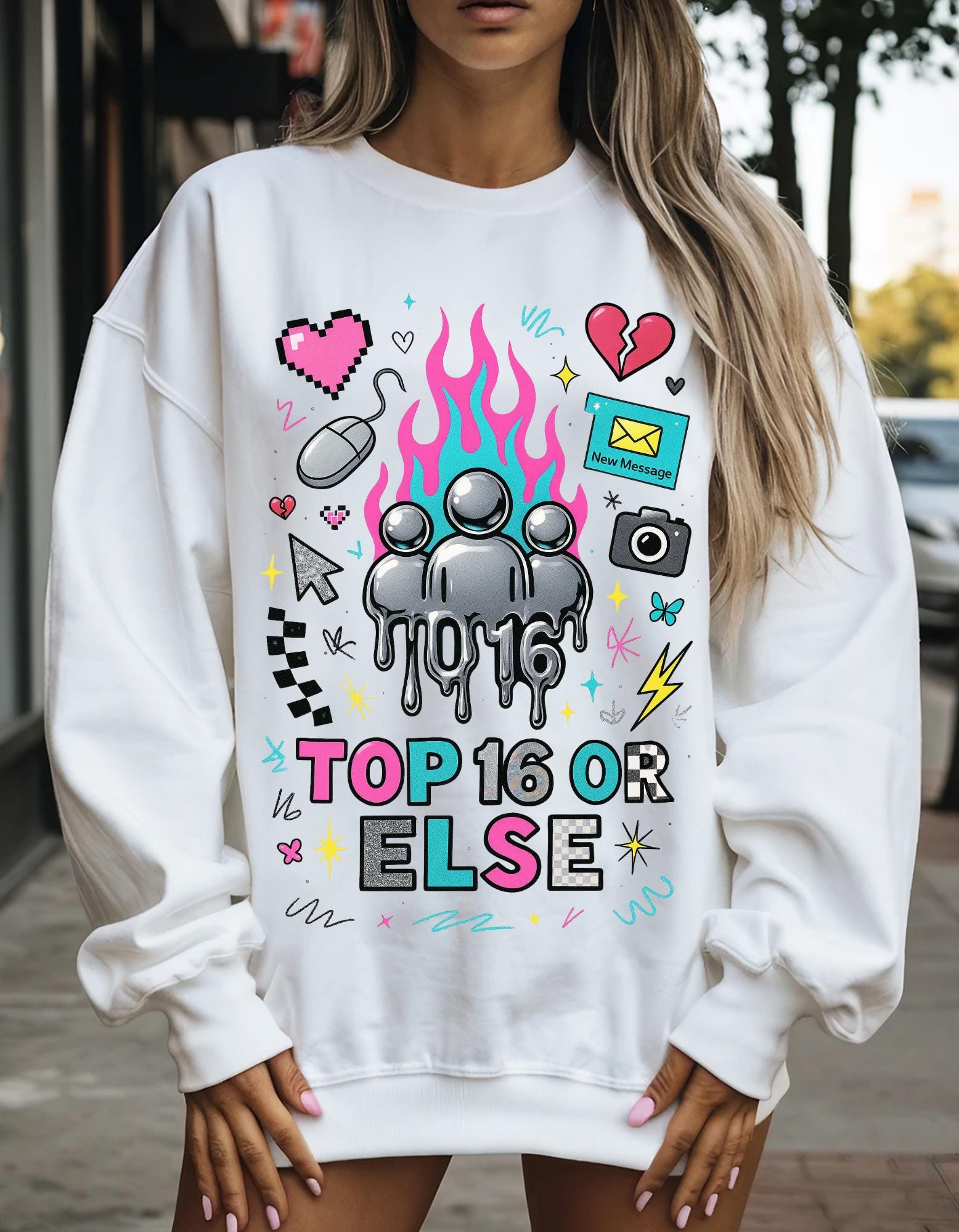 Top 16 Or Else Crewneck Sweatshirt: Vaporwave Gaming Graphic