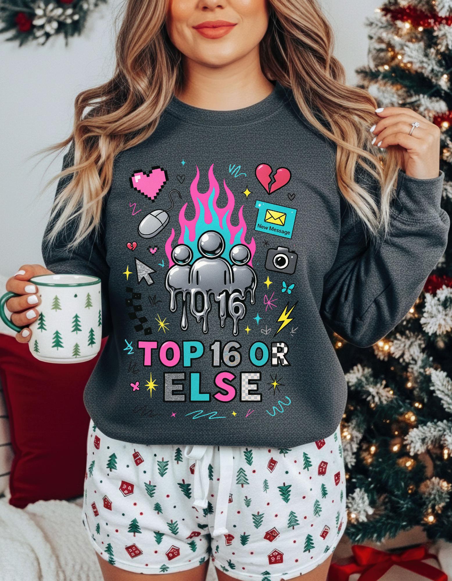 Top 16 Or Else Crewneck Sweatshirt: Vaporwave Gaming Graphic